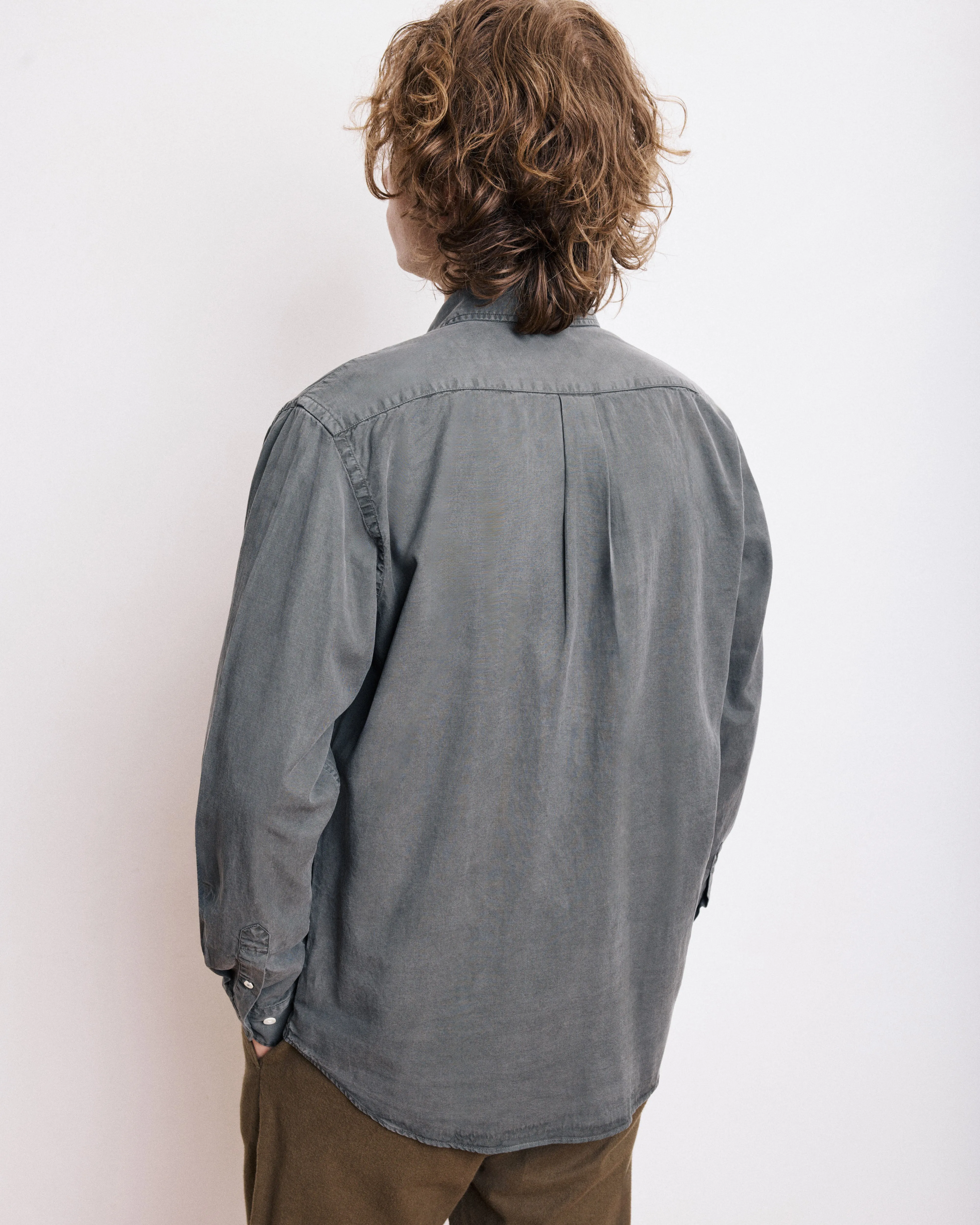 Chemise Homme en Tencel & Coton Vert Militaire Pitt sold by Hartford product image thumbnail 3