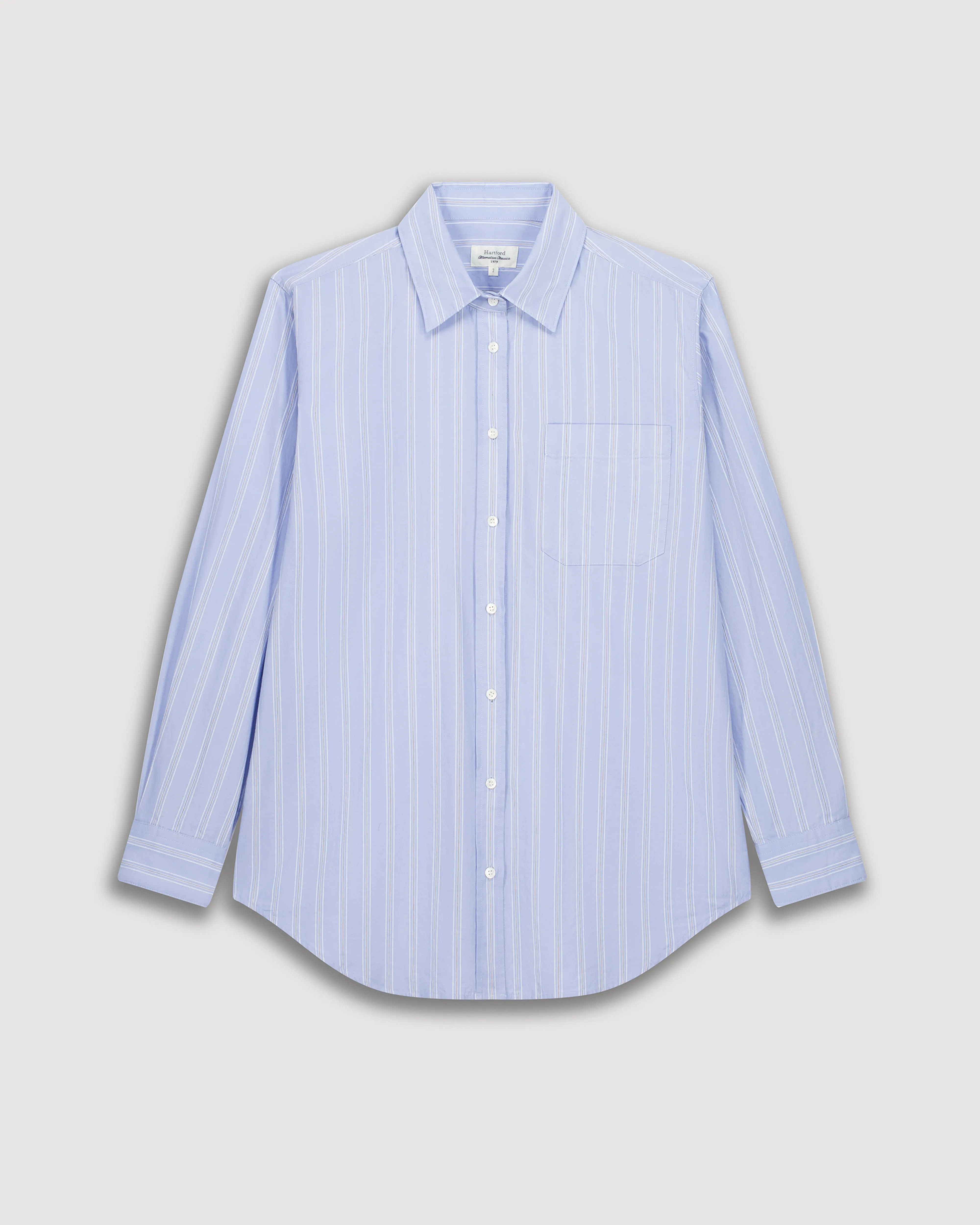 Chemise Femme en Voile de Coton Rayé Bleu & Blanc Cover sold by Hartford product image thumbnail 3