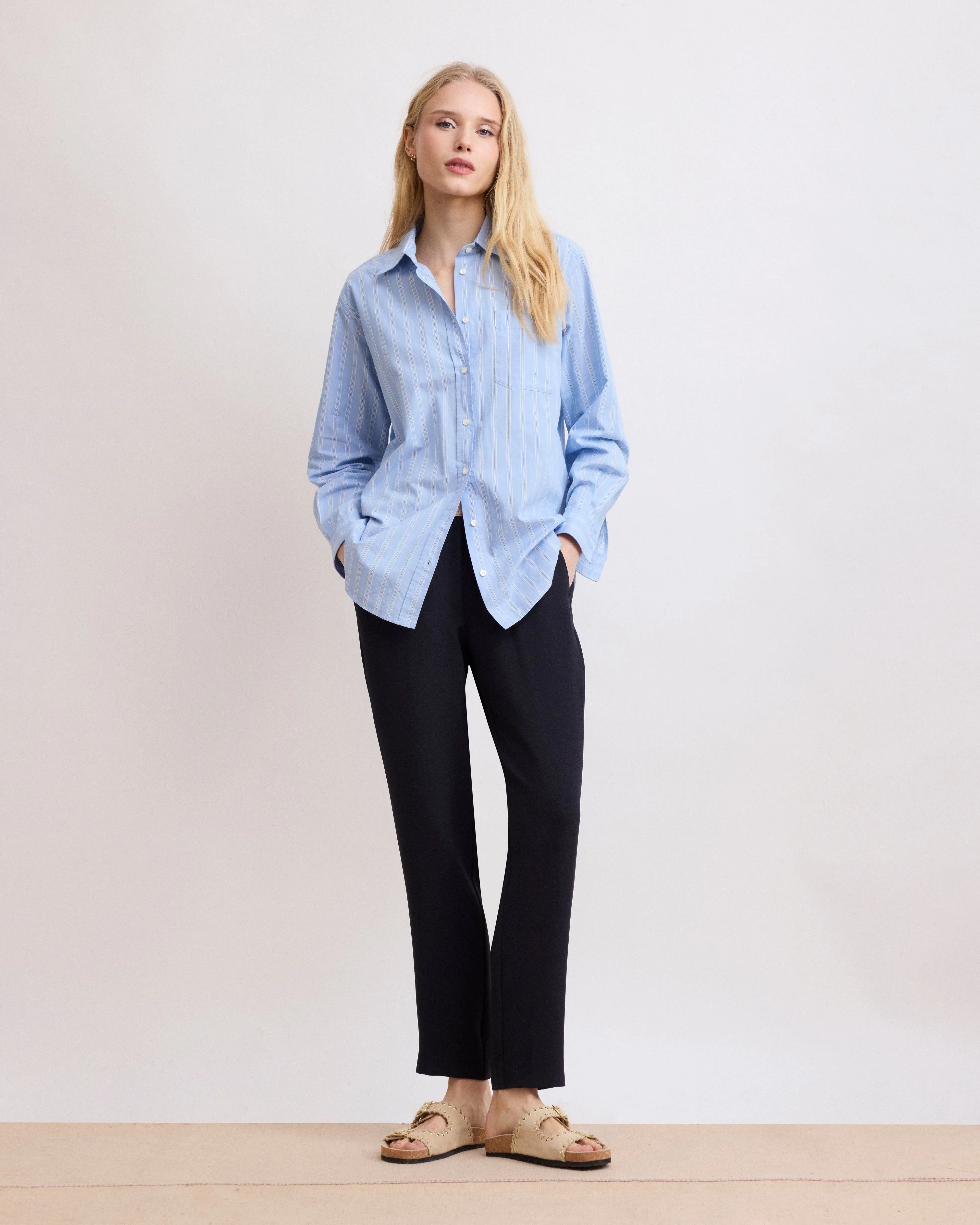 Chemise Femme en Voile de Coton Rayé Bleu & Blanc Cover sold by Hartford product image thumbnail 4