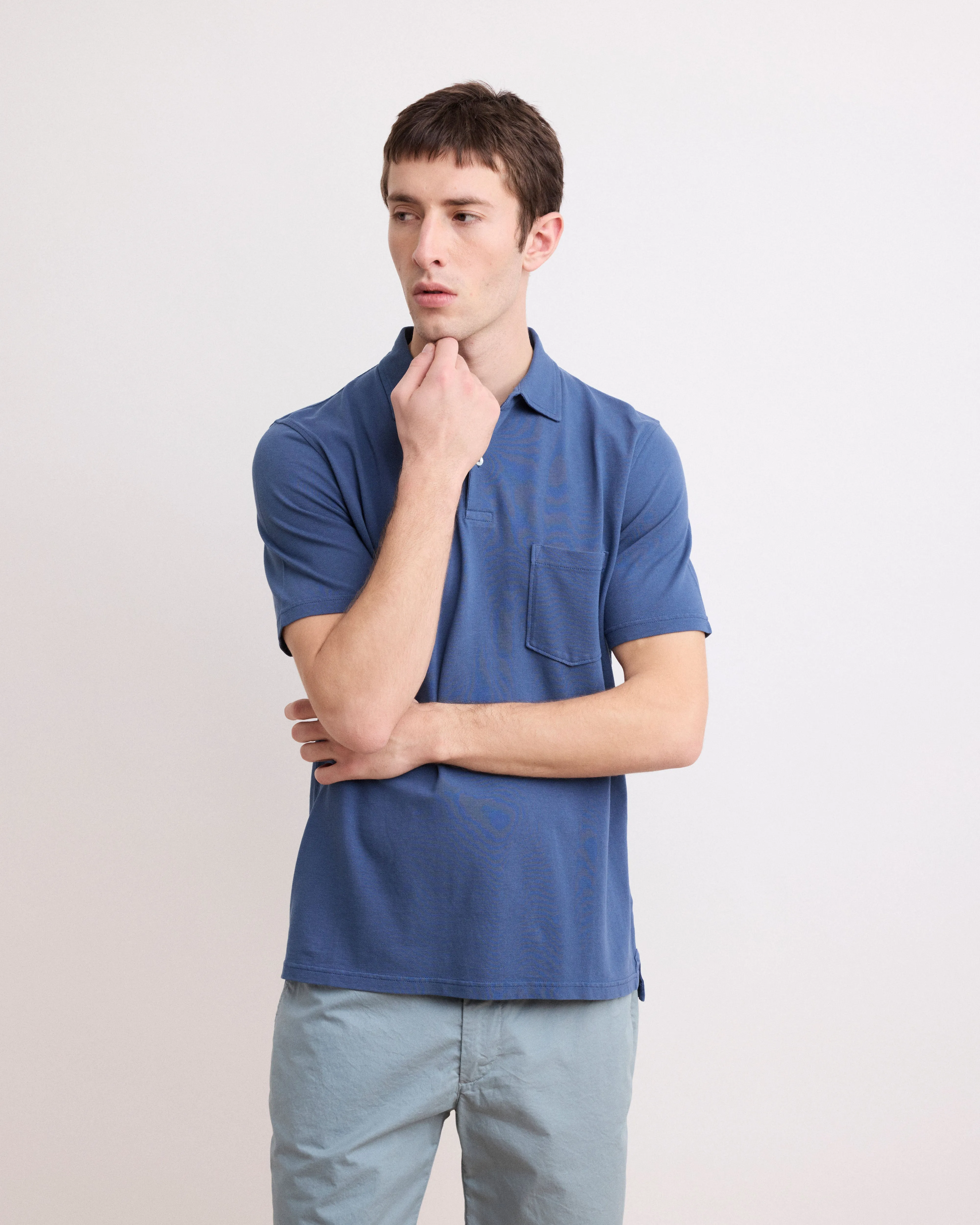 Polo Homme en Piqué de Coton Bleu Cobalt sold by Hartford