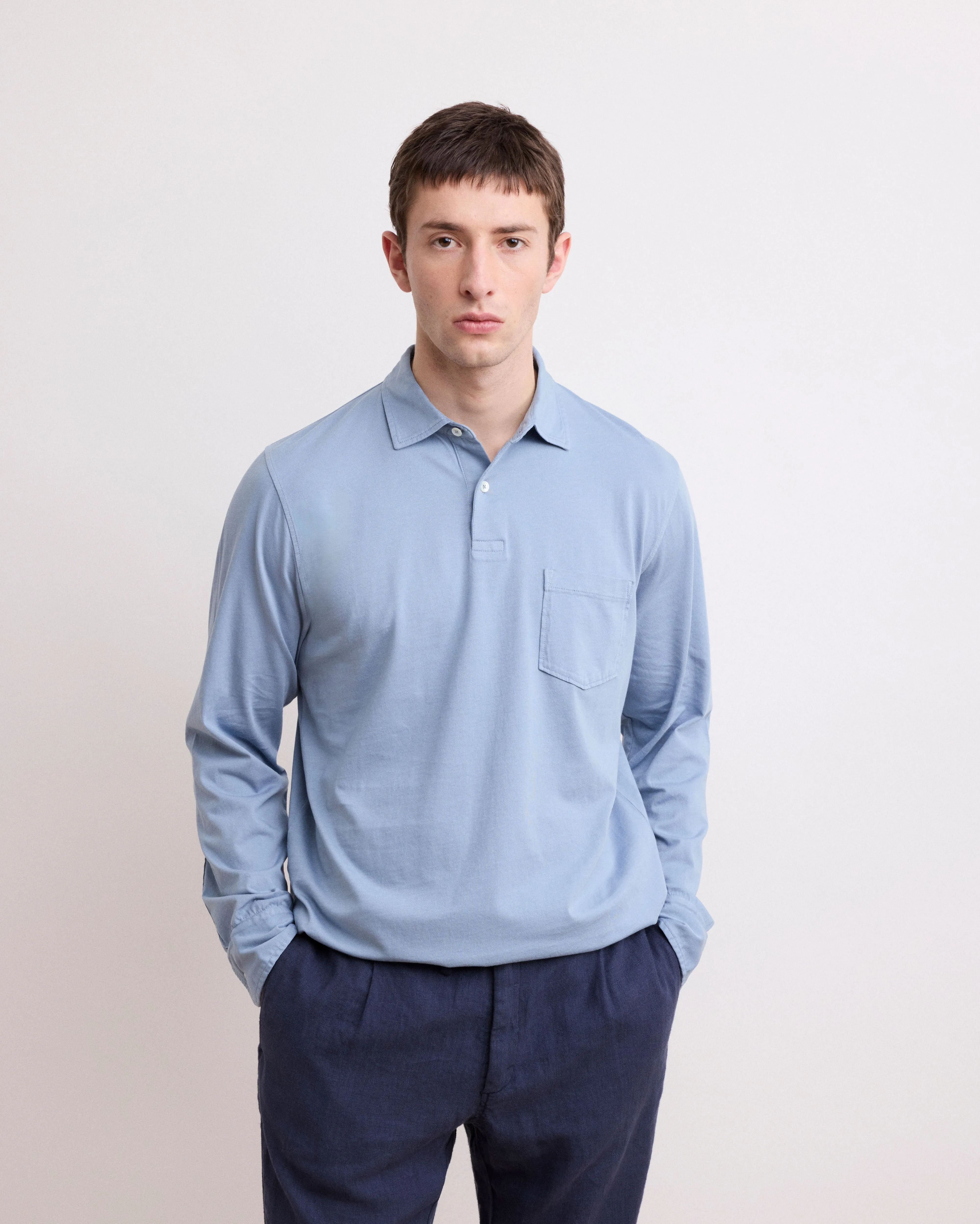 Polo Homme en Jersey de Coton Bleu Gris sold by Hartford