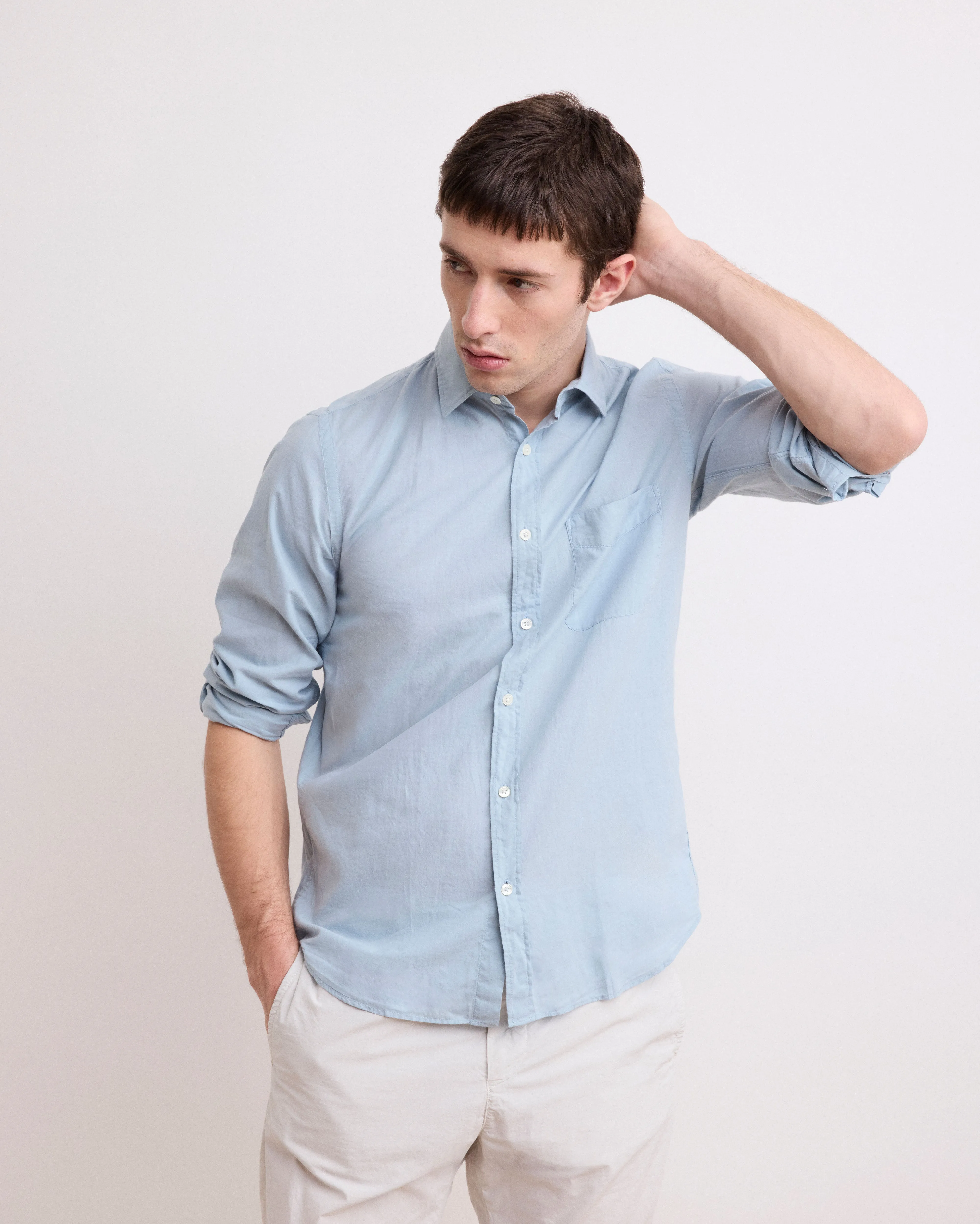 Chemise Homme en Voile de Coton Vert de Gris Storm sold by Hartford