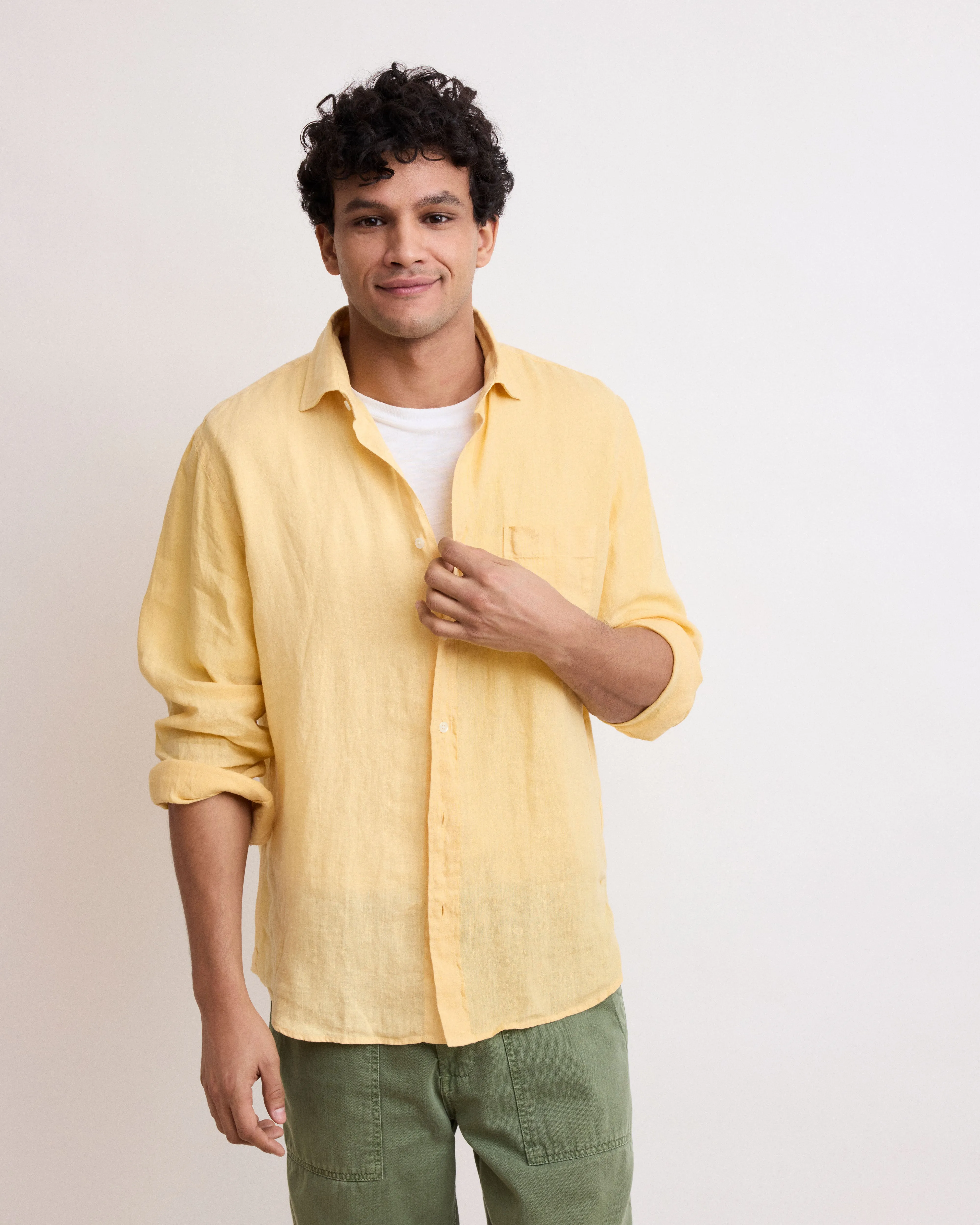 Chemise Homme en Lin Jaune Paul sold by Hartford