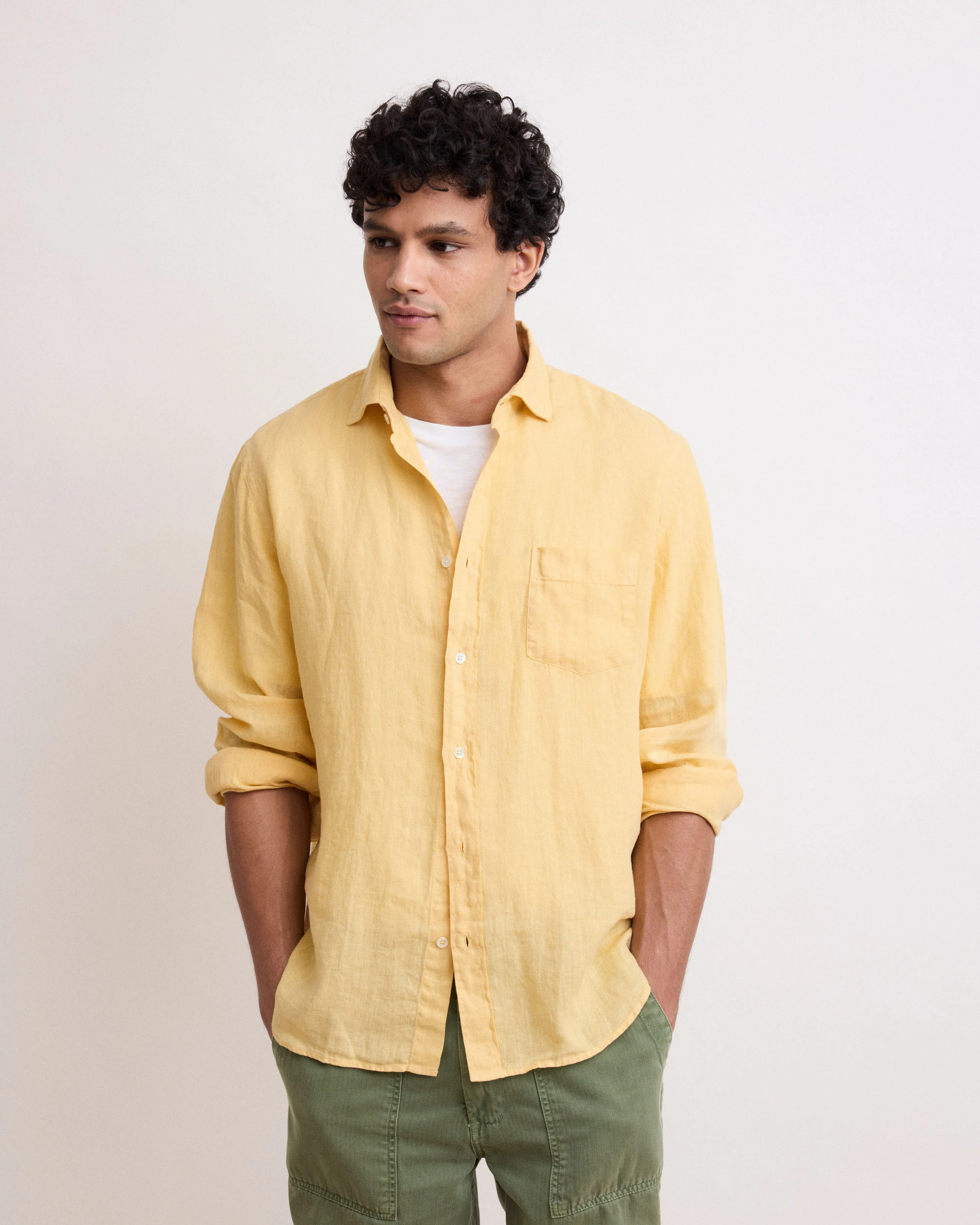 Chemise Homme en Lin Jaune Paul sold by Hartford product image thumbnail 3