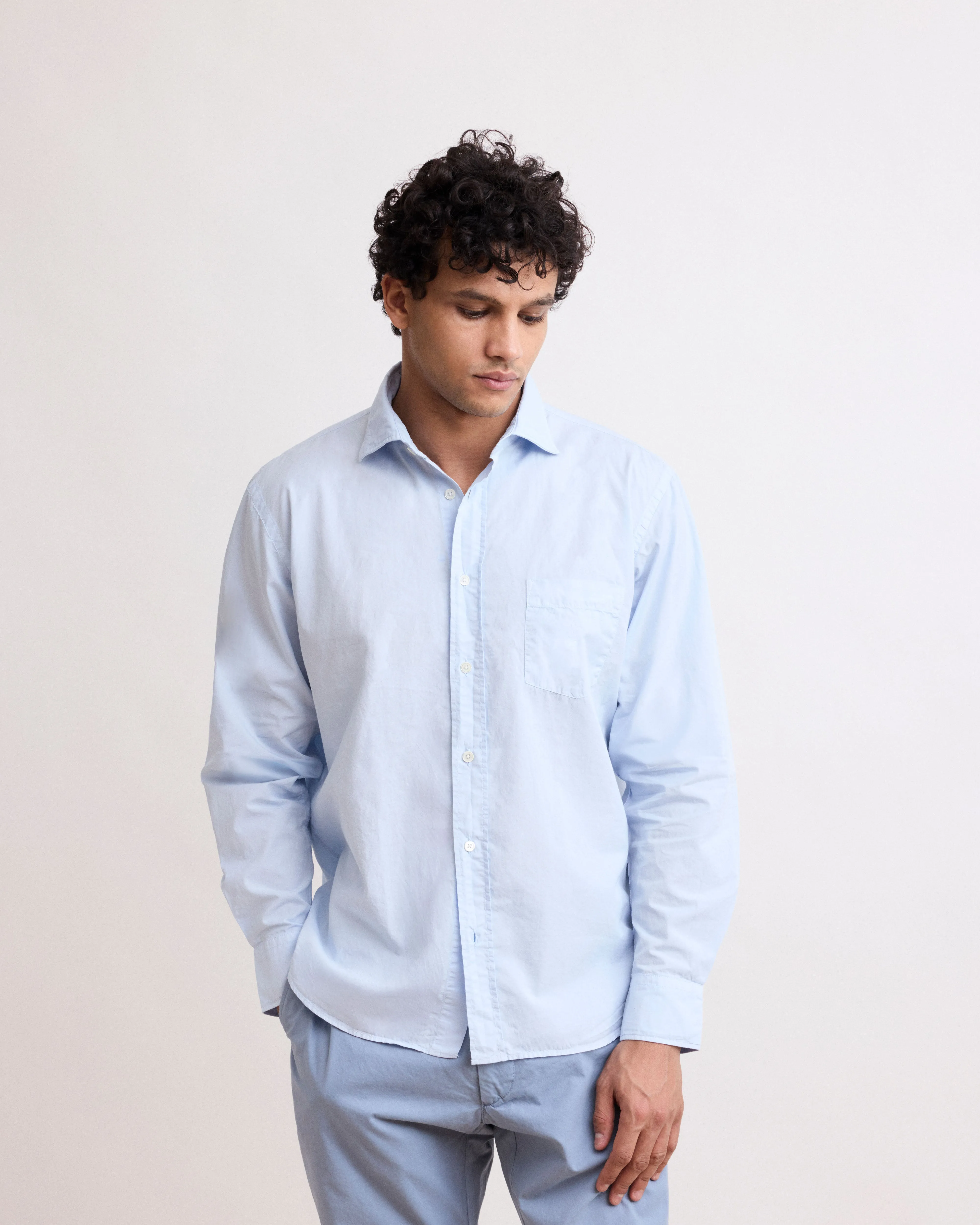 Chemise Homme en Gabardine de Coton Bleu Ciel Paul sold by Hartford