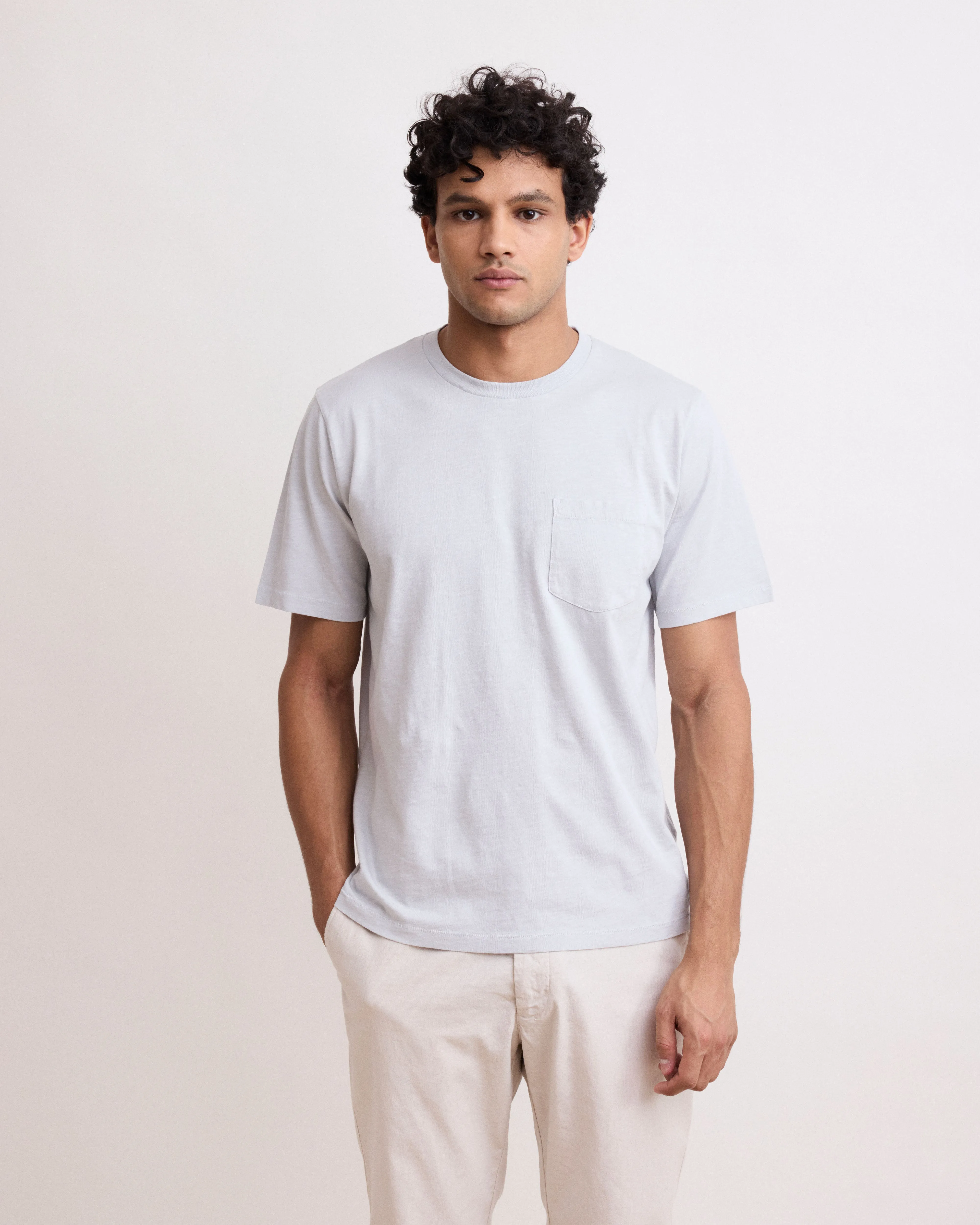 Tee Shirt Homme en Coton Slub Gris Pocket sold by Hartford