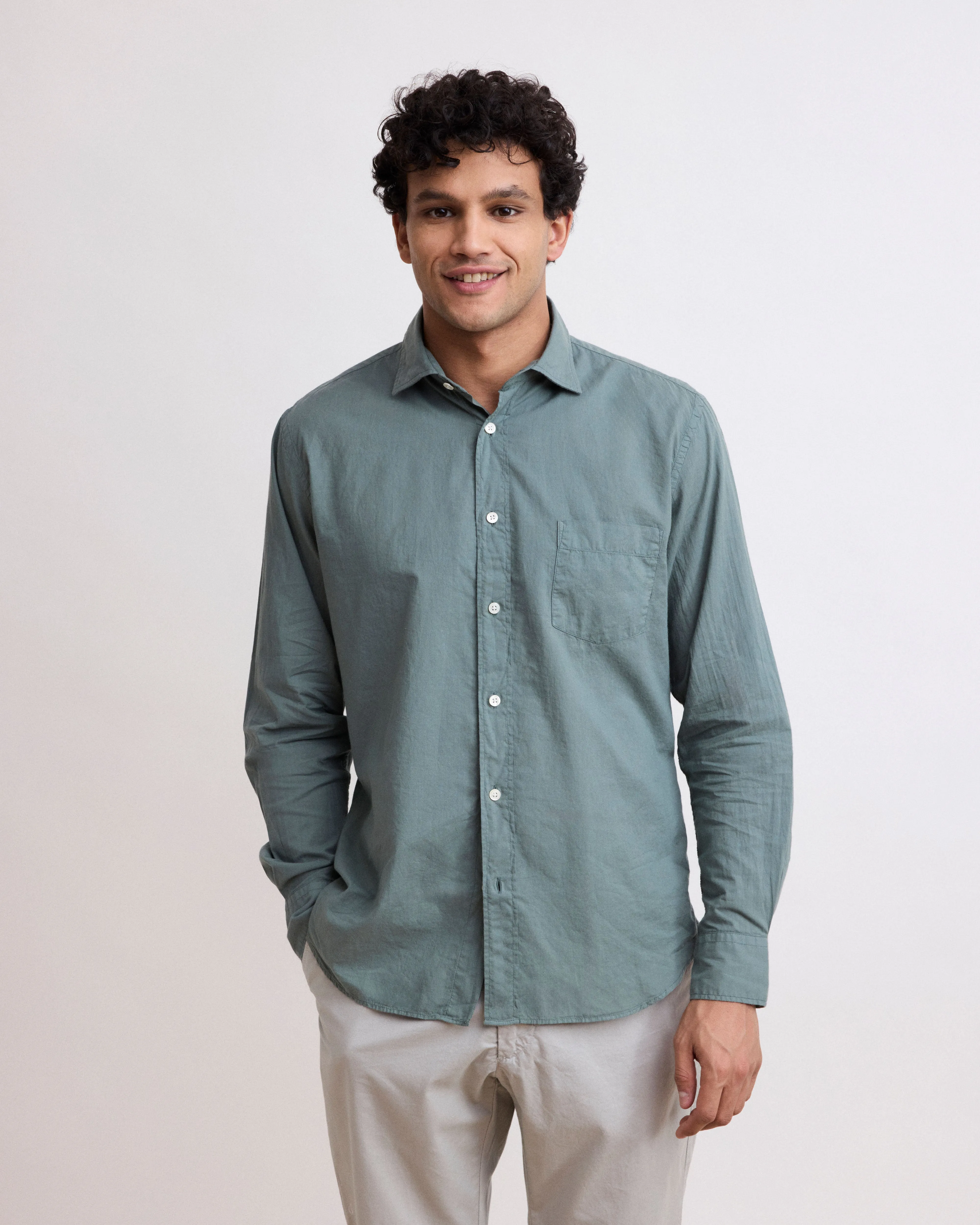 Chemise Homme en Voile De Coton Vert Militaire Paul sold by Hartford