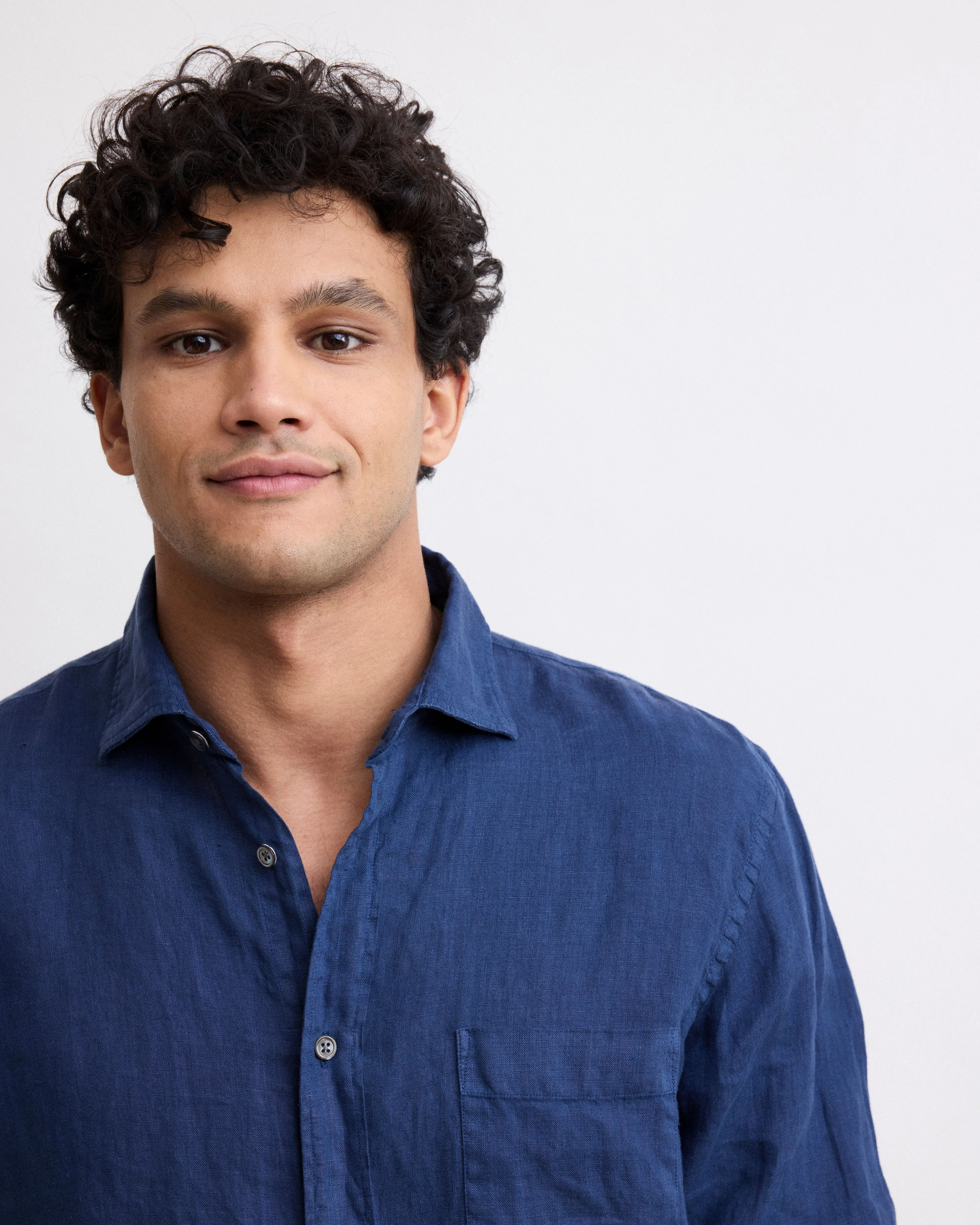 Chemise Homme en Lin Bleu Marine Paul sold by Hartford product image thumbnail 4