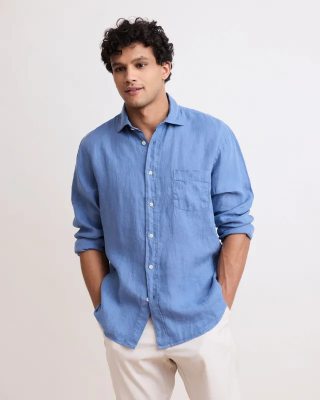 Chemise Homme en Lin Bleu Denim Paul sold by Hartford