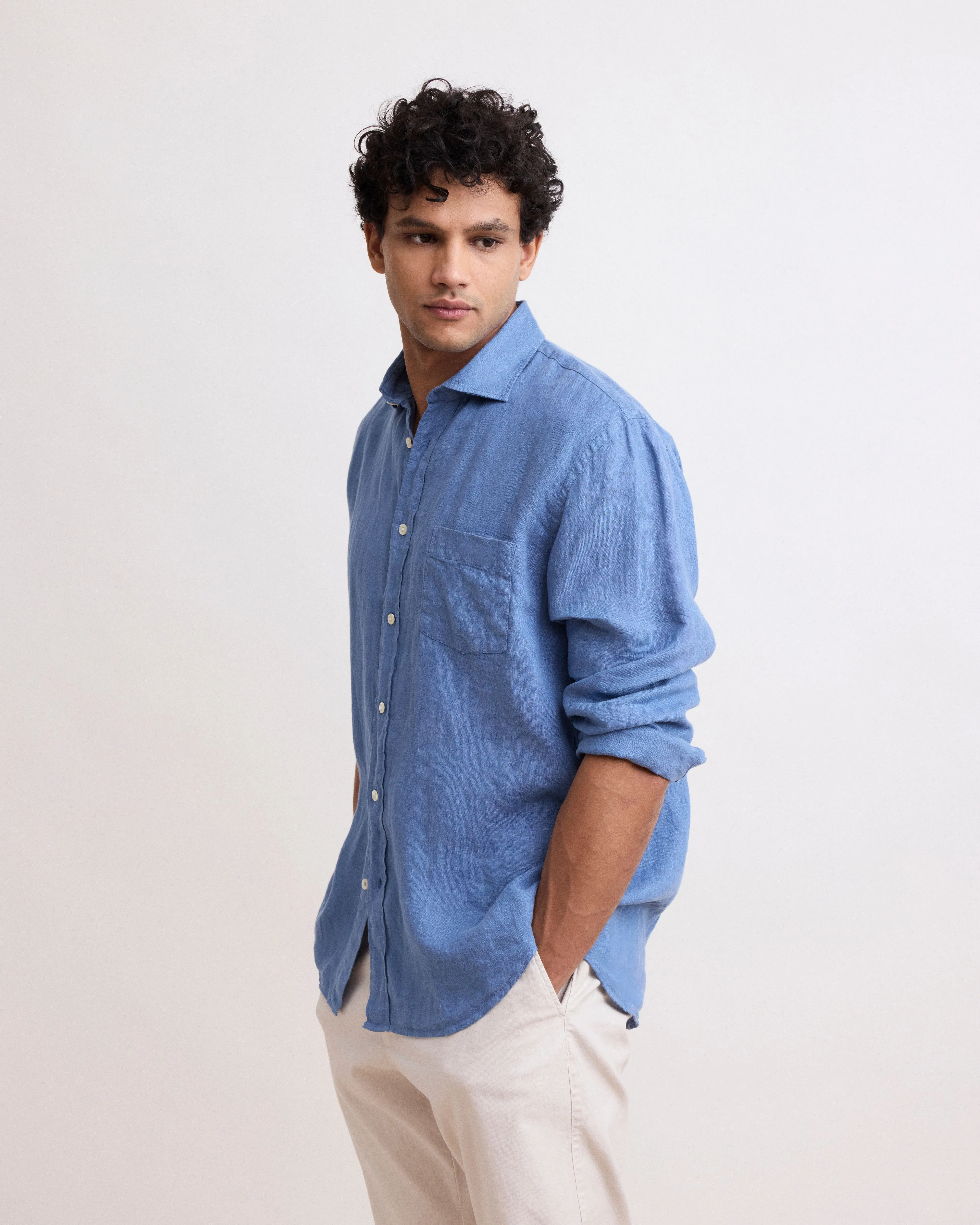 Chemise Homme en Lin Bleu Denim Paul sold by Hartford product image thumbnail 2