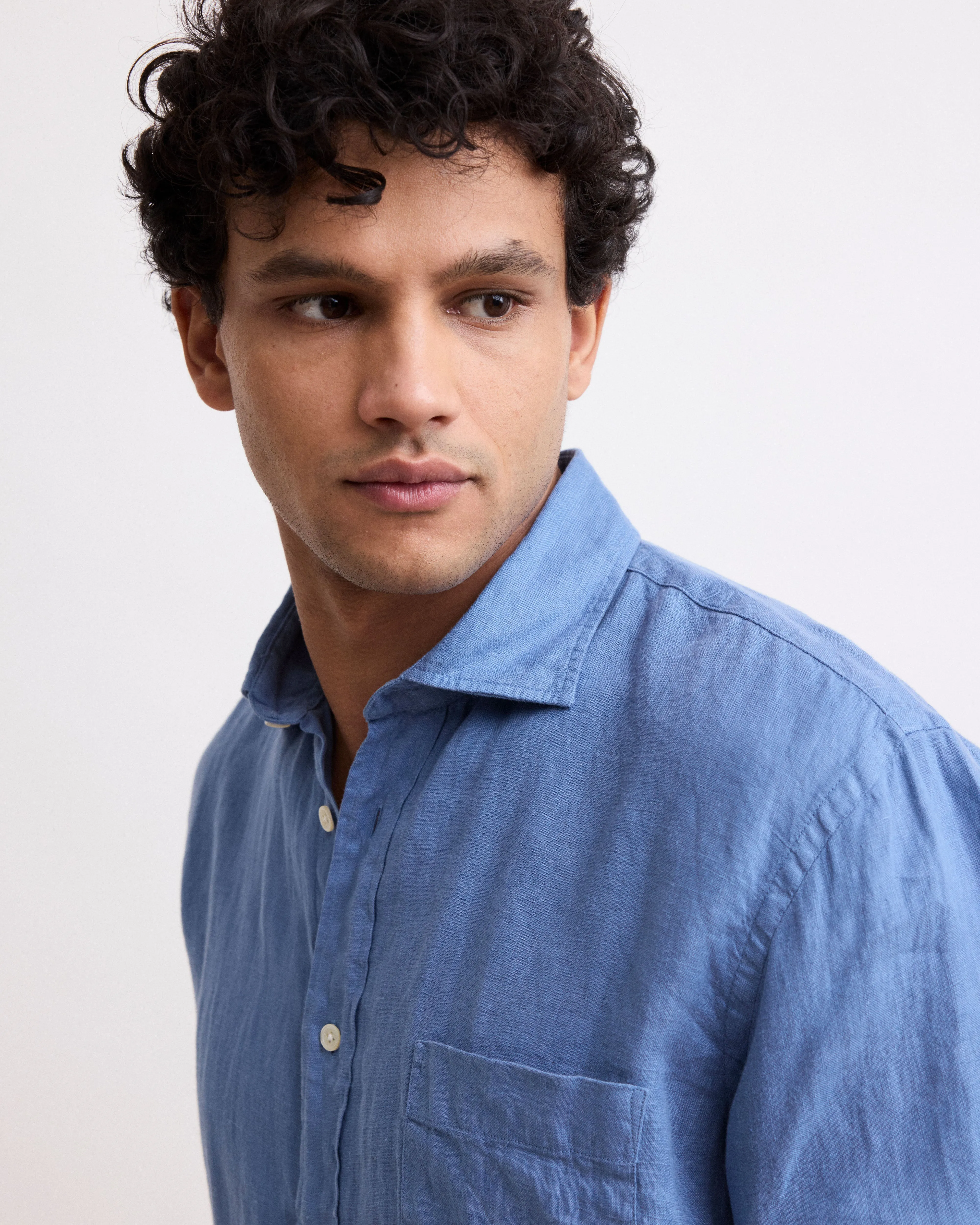 Chemise Homme en Lin Bleu Denim Paul sold by Hartford product image thumbnail 3