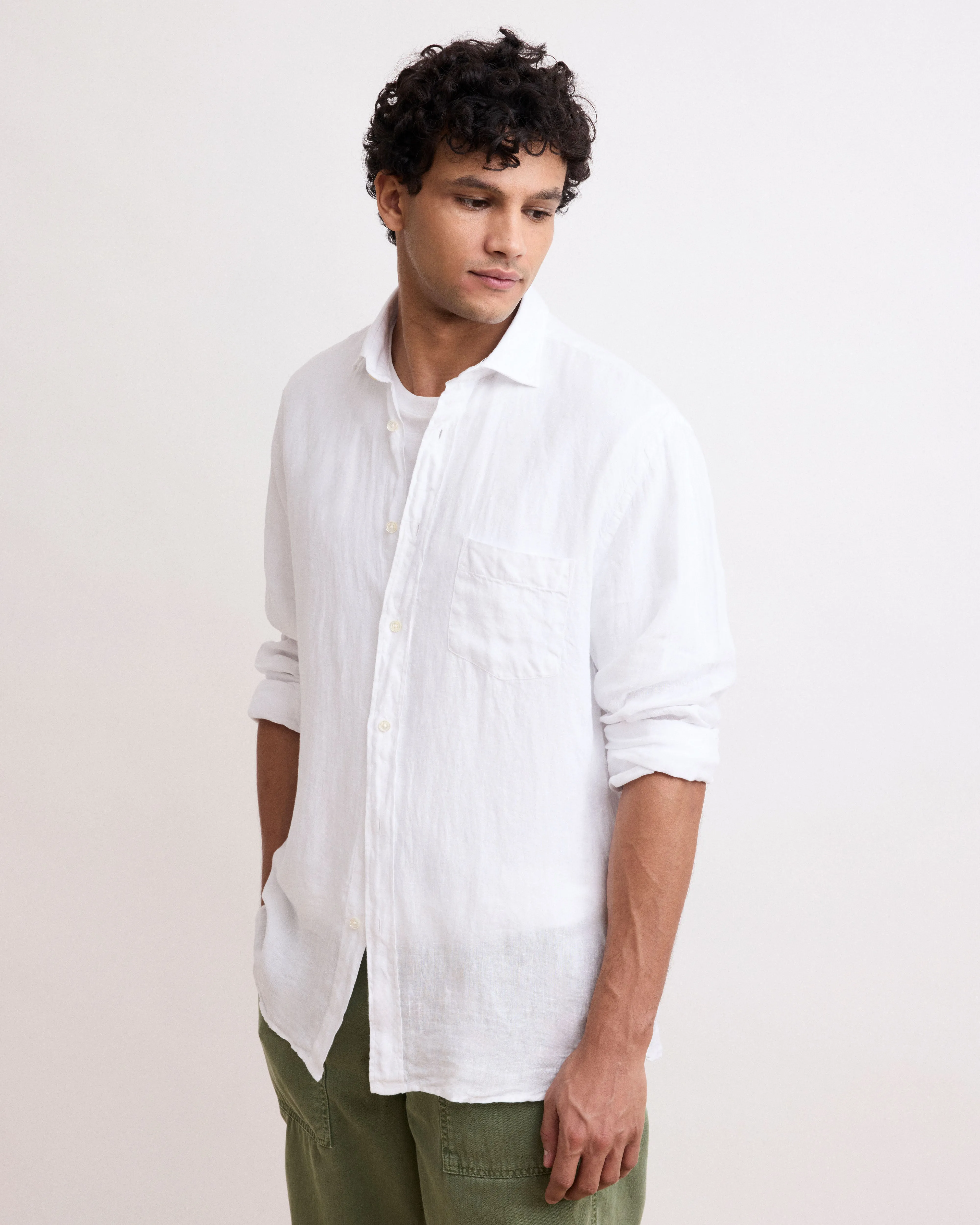 Chemise Homme en Lin Blanc Paul sold by Hartford product image thumbnail 3