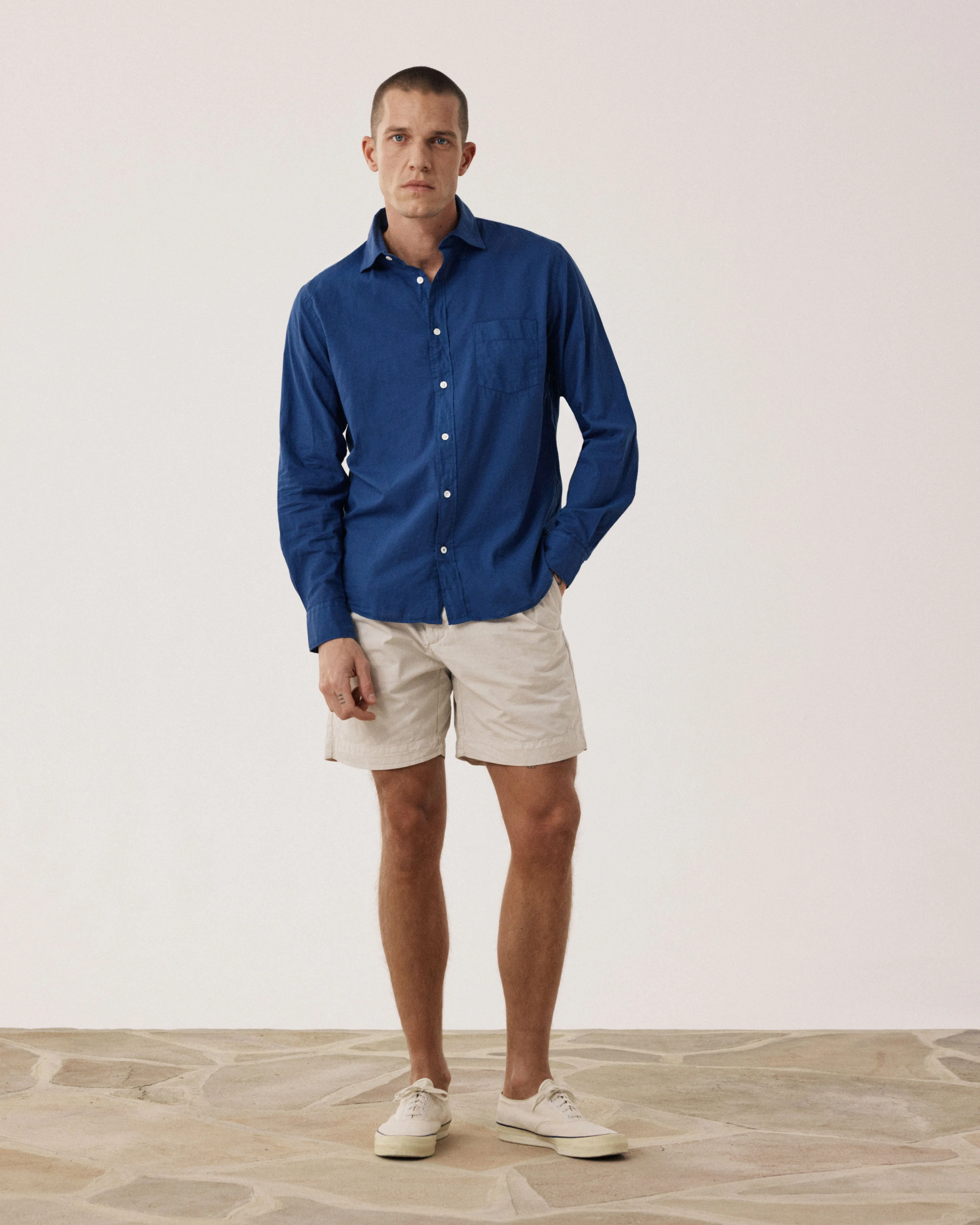 Chemise Homme en Voile de Coton Bleu Indigo Paul sold by Hartford product image thumbnail 2