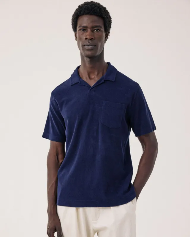 Polo Homme en Eponge Bleu Marine sold by Hartford