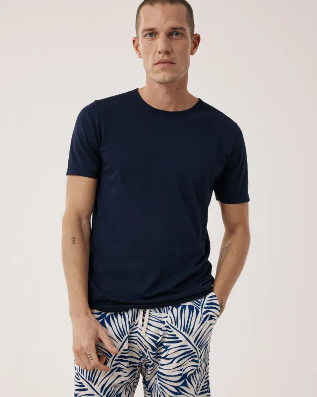 T-shirt Homme en Jersey de Coton Léger Bleu Nuit Light Crew sold by Hartford