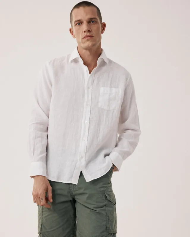 Chemise Homme en Lin Blanc Paul sold by Hartford