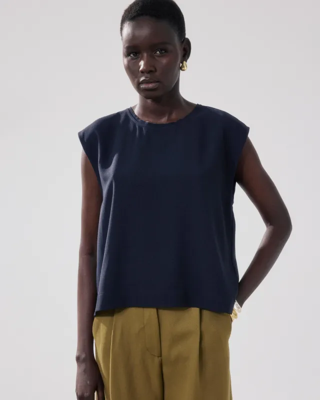 Top Femme en Crepe Bleu Nuit Howi made by Hartford