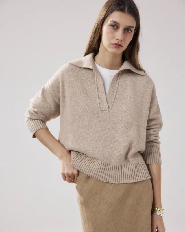 Pull Femme en Laine Mélangée Ecru Mungo made by Hartford