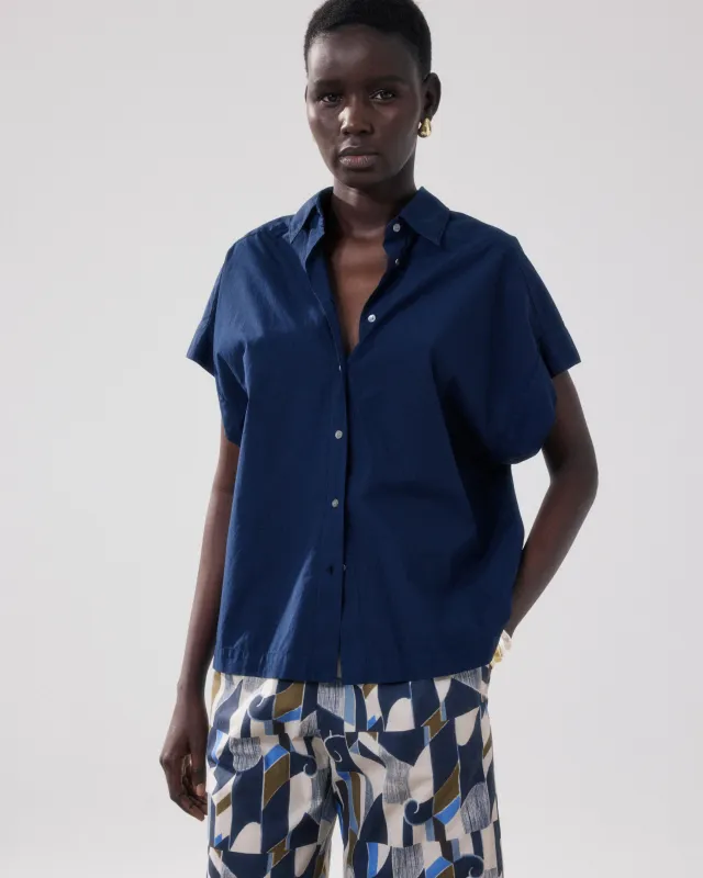 Chemise Femme en Popeline Bleu Nuit Carlos sold by Hartford