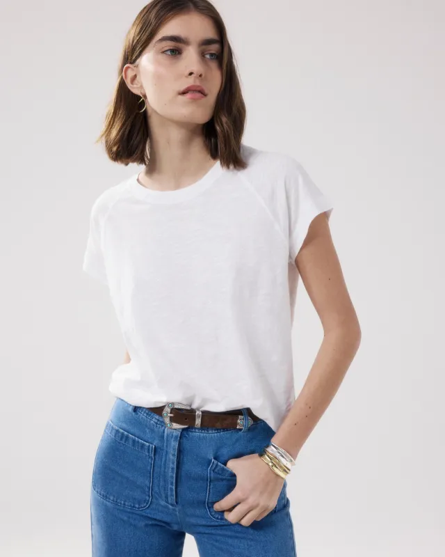 T-shirt Femme en Coton Flammé Blanc Teodal made by Hartford