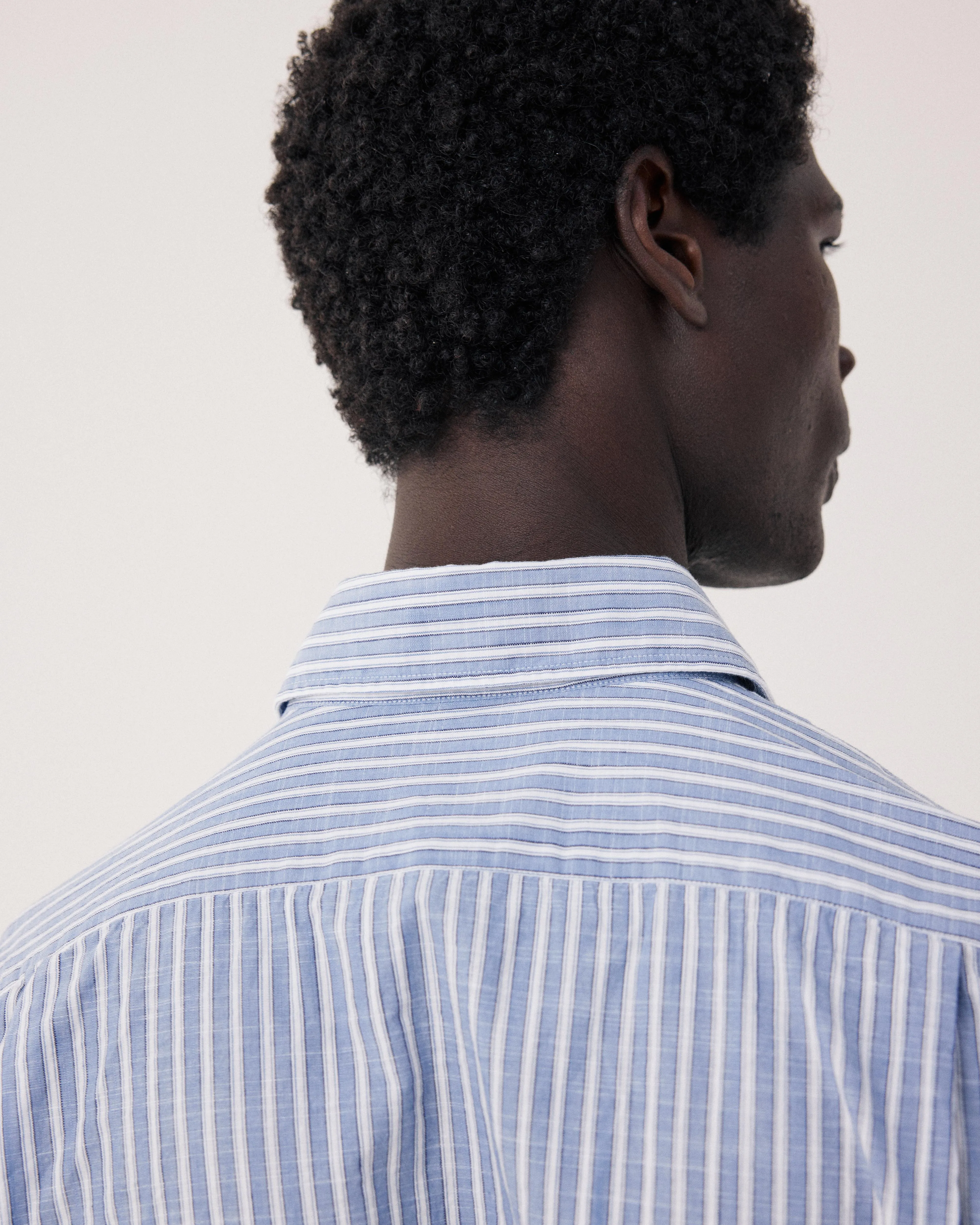 Chemise Homme en Coton Rayé Bleu & Blanc Paul sold by Hartford product image thumbnail 4