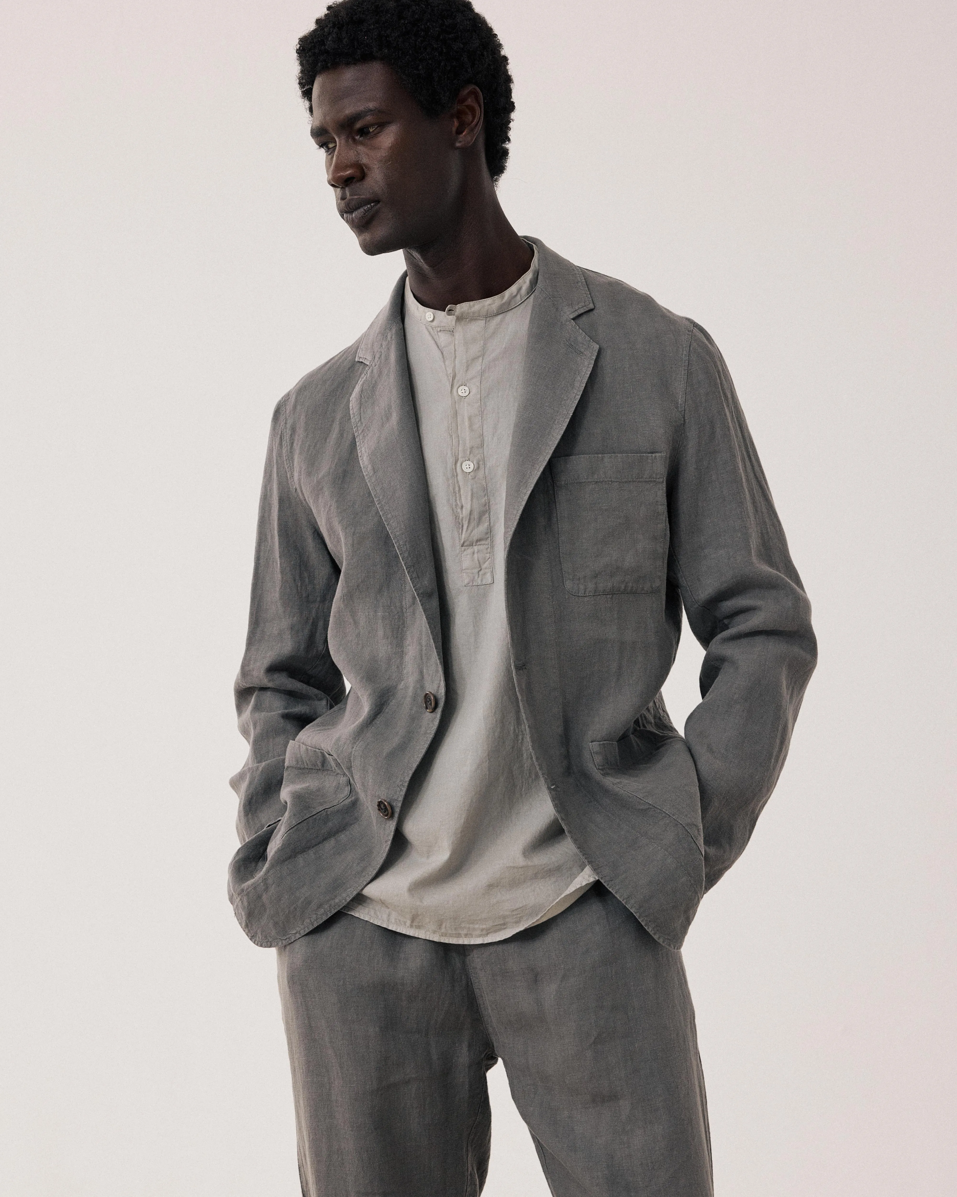 Veste Homme en Lin Vert Militaire Jobby sold by Hartford