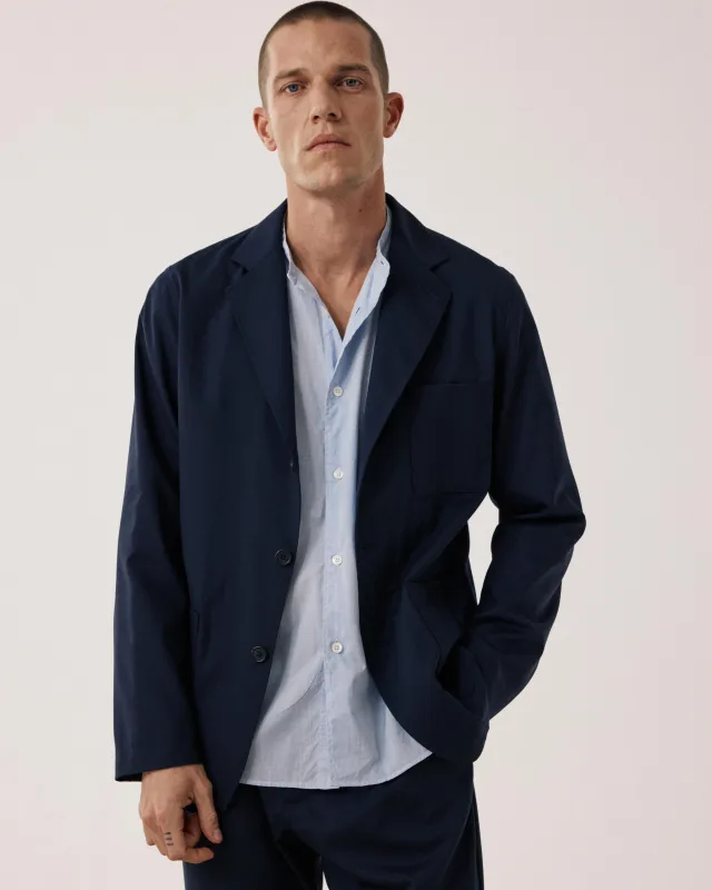 Veste Homme en Laine & Coton Bleu Marine Jonbee made by Hartford