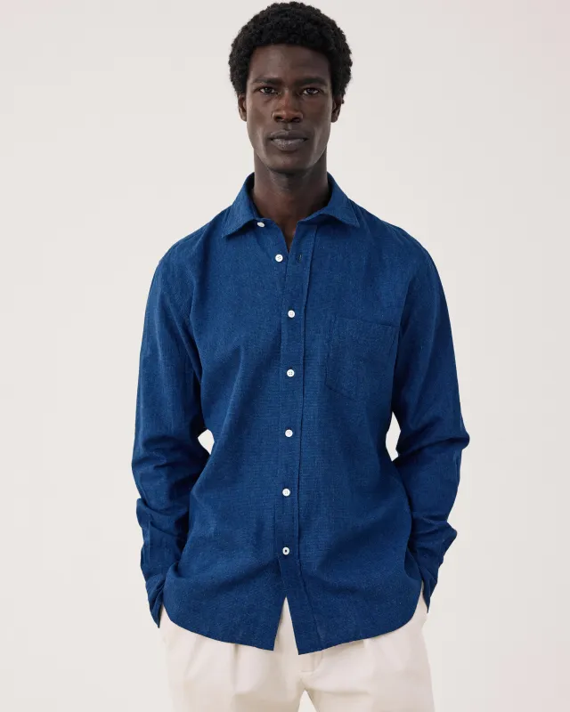 Chemise Homme en Lin & Coton Bleu Indigo Paul sold by Hartford