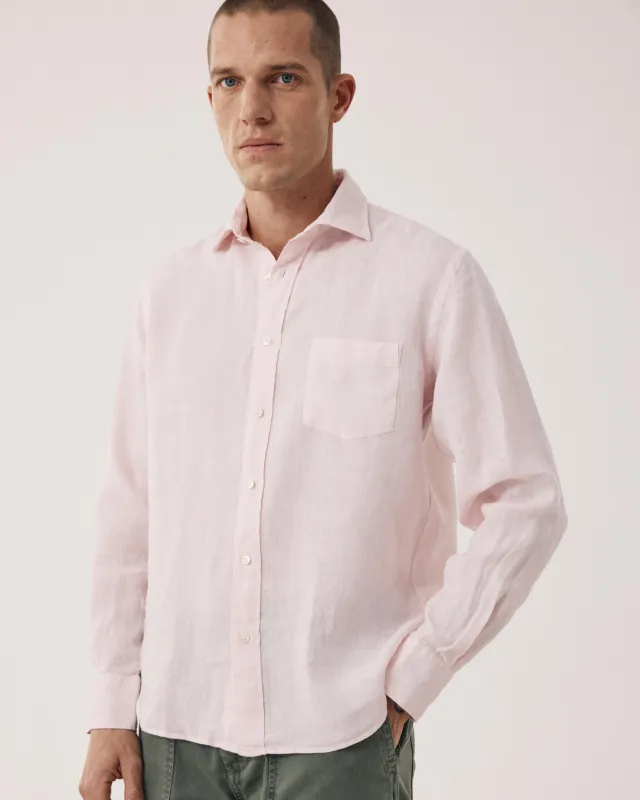 Chemise Homme en Lin Rose Pâle Paul sold by Hartford