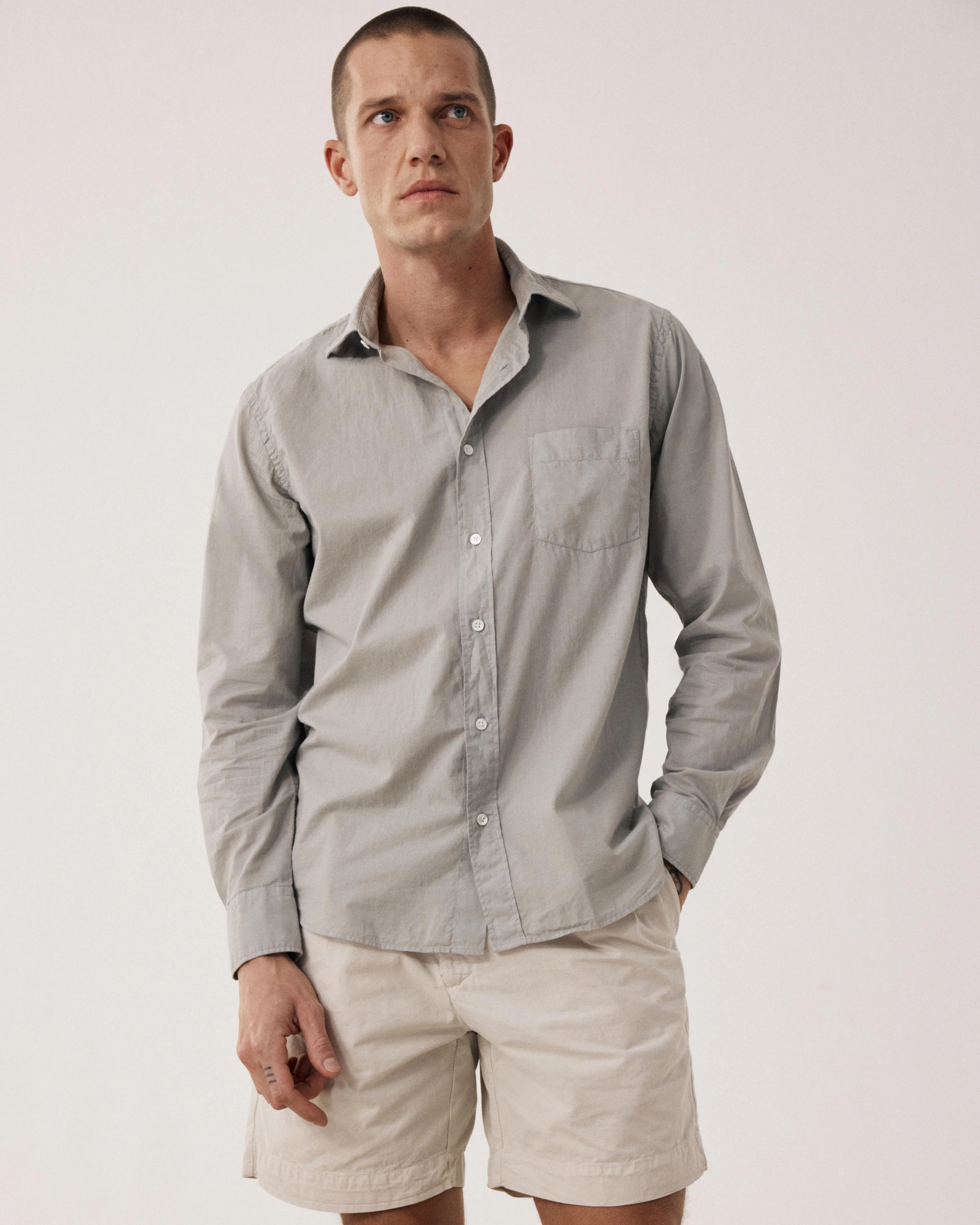 Chemise Homme en Voile de Coton Vert Sauge Paul sold by Hartford product image thumbnail 4