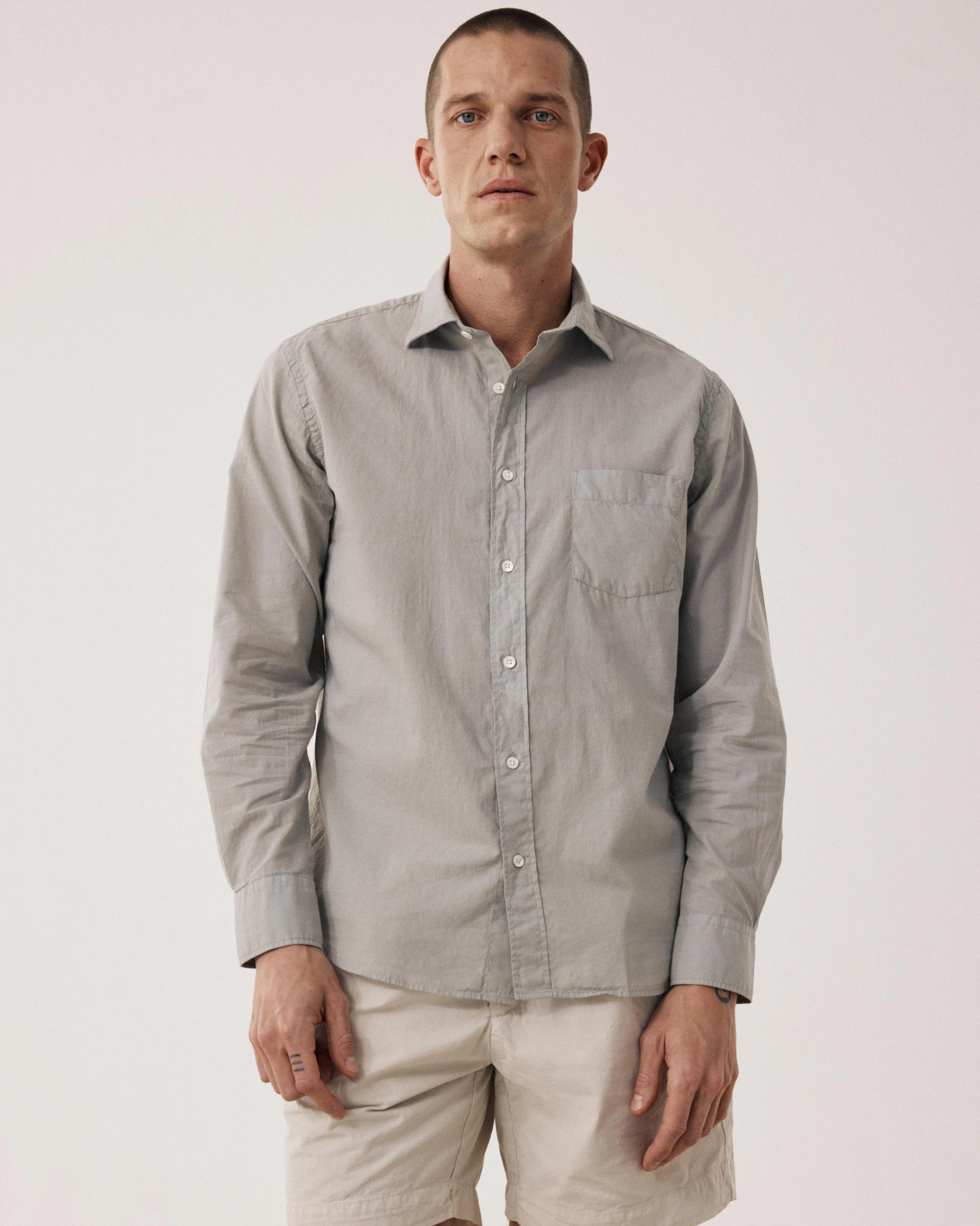 Chemise Homme en Voile de Coton Vert Sauge Paul sold by Hartford