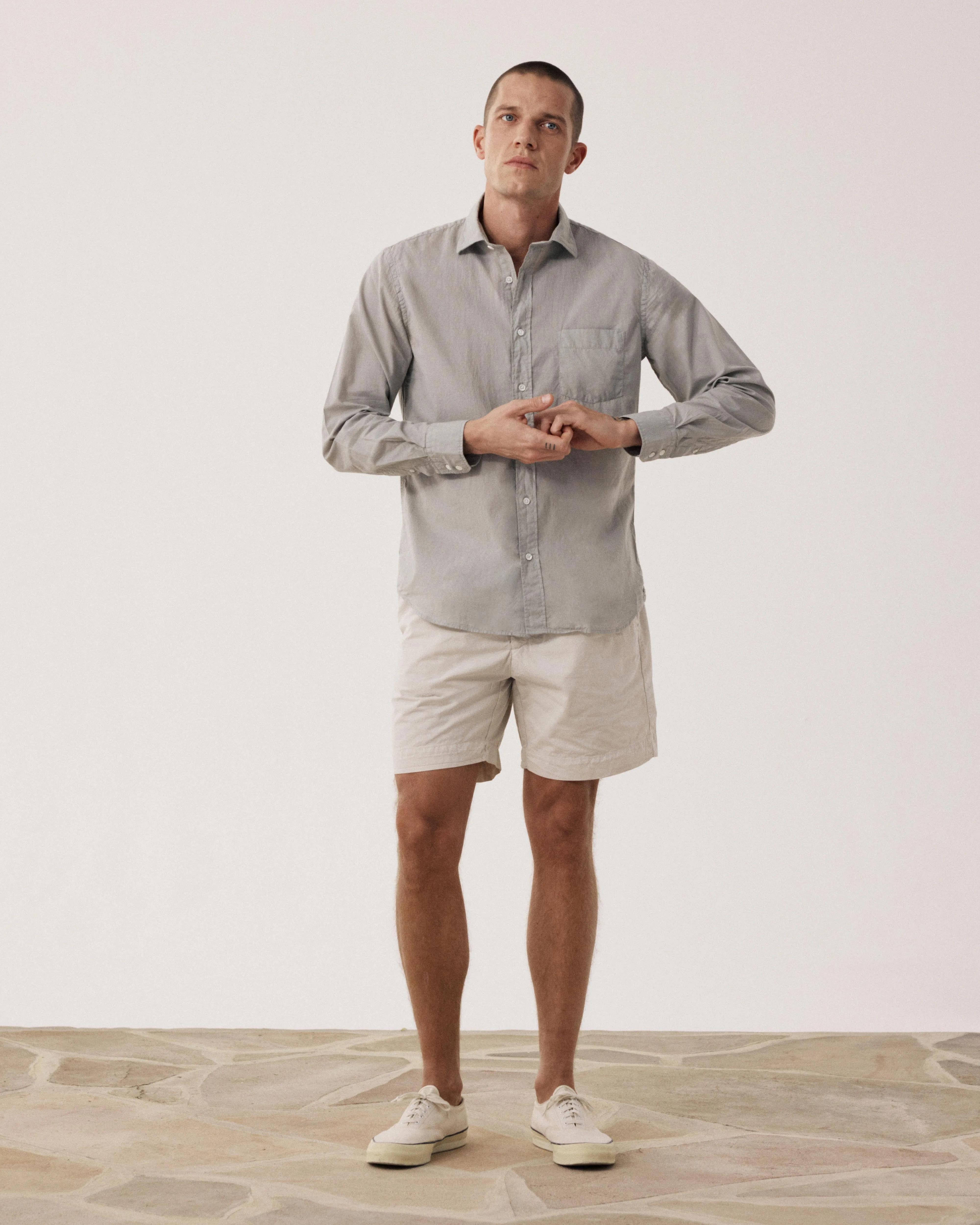 Chemise Homme en Voile de Coton Vert Sauge Paul sold by Hartford product image thumbnail 3