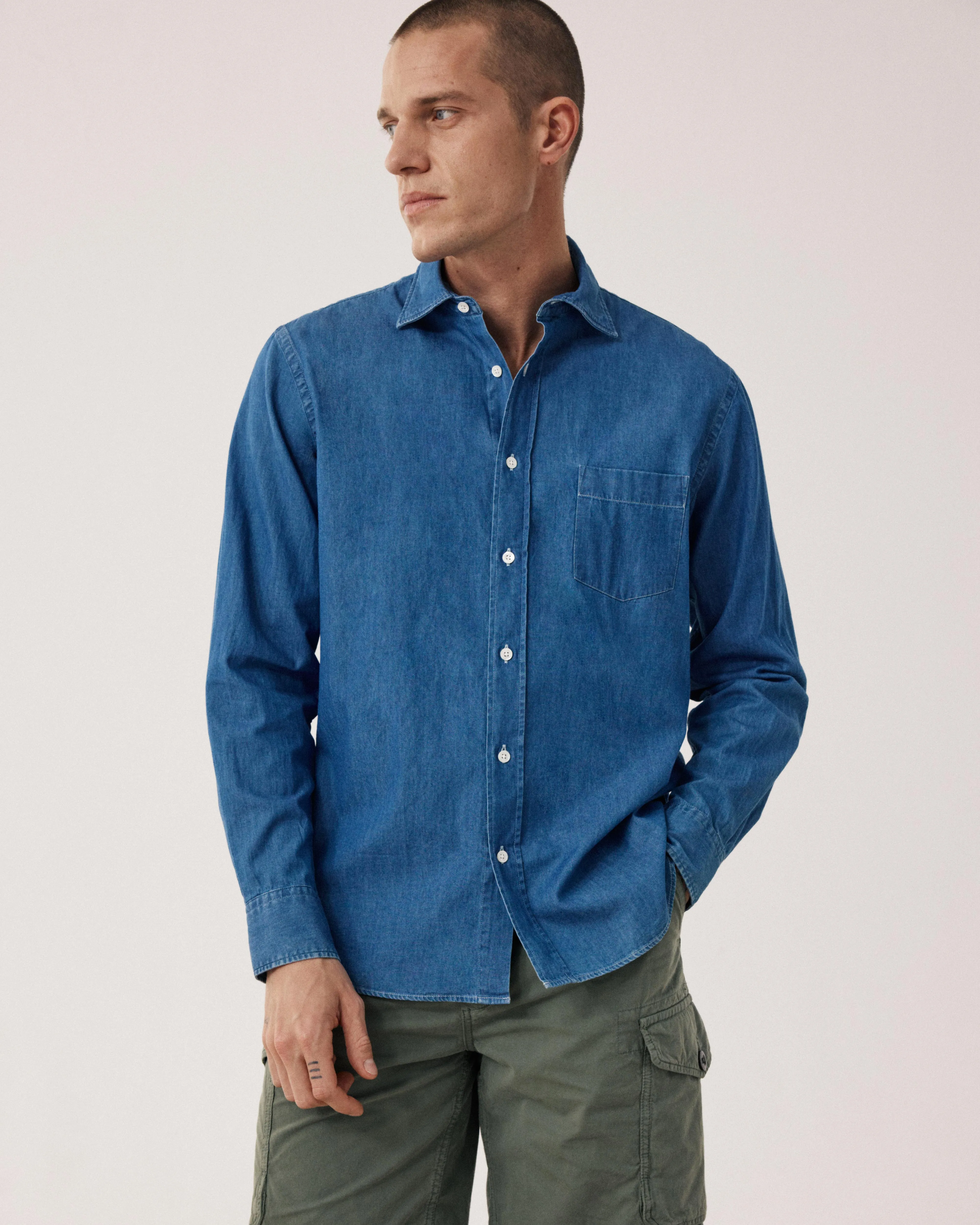 Chemise Homme en Denim Léger Bleu Indigo Paul sold by Hartford product image thumbnail 4