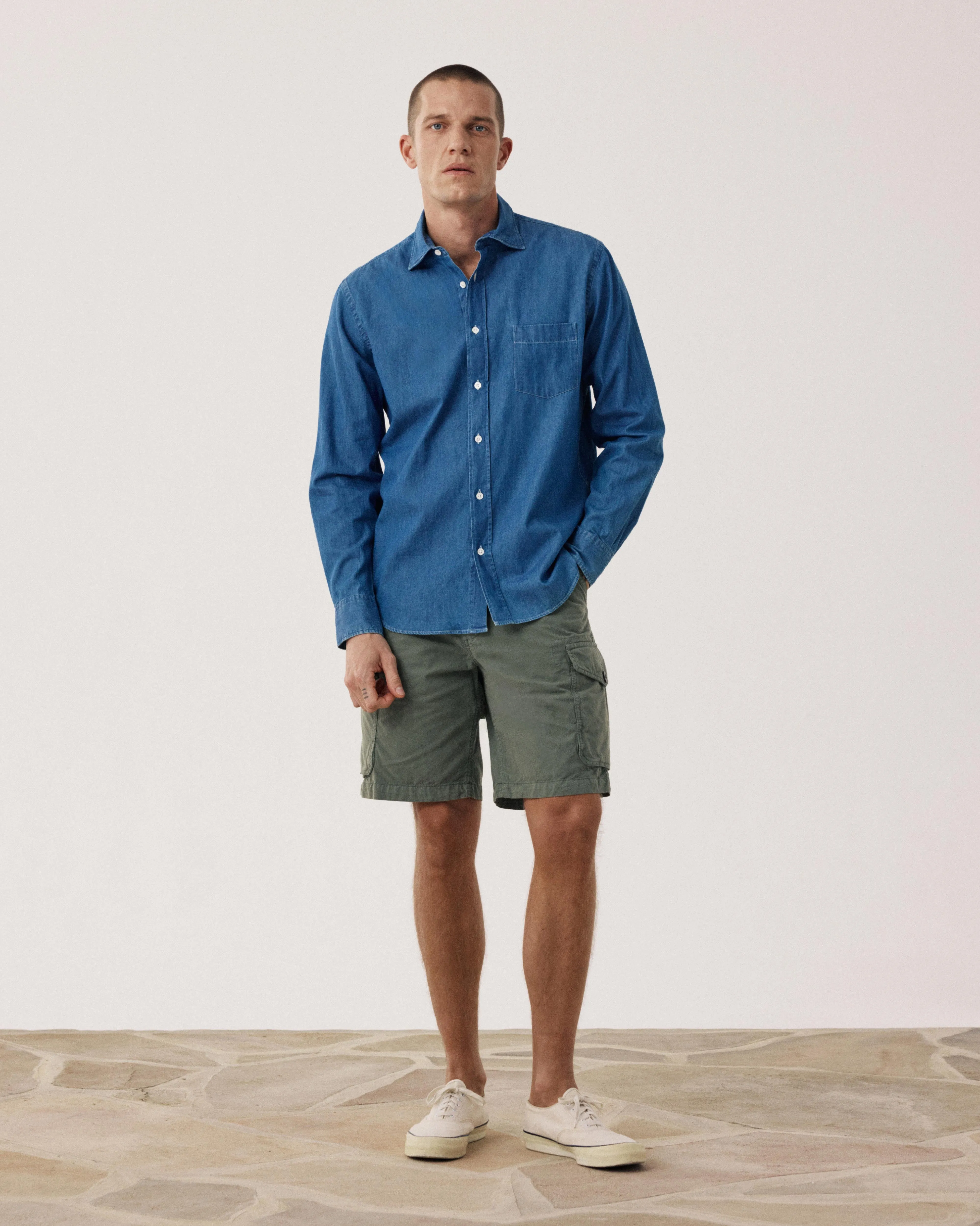Chemise Homme en Denim Léger Bleu Indigo Paul sold by Hartford product image thumbnail 3