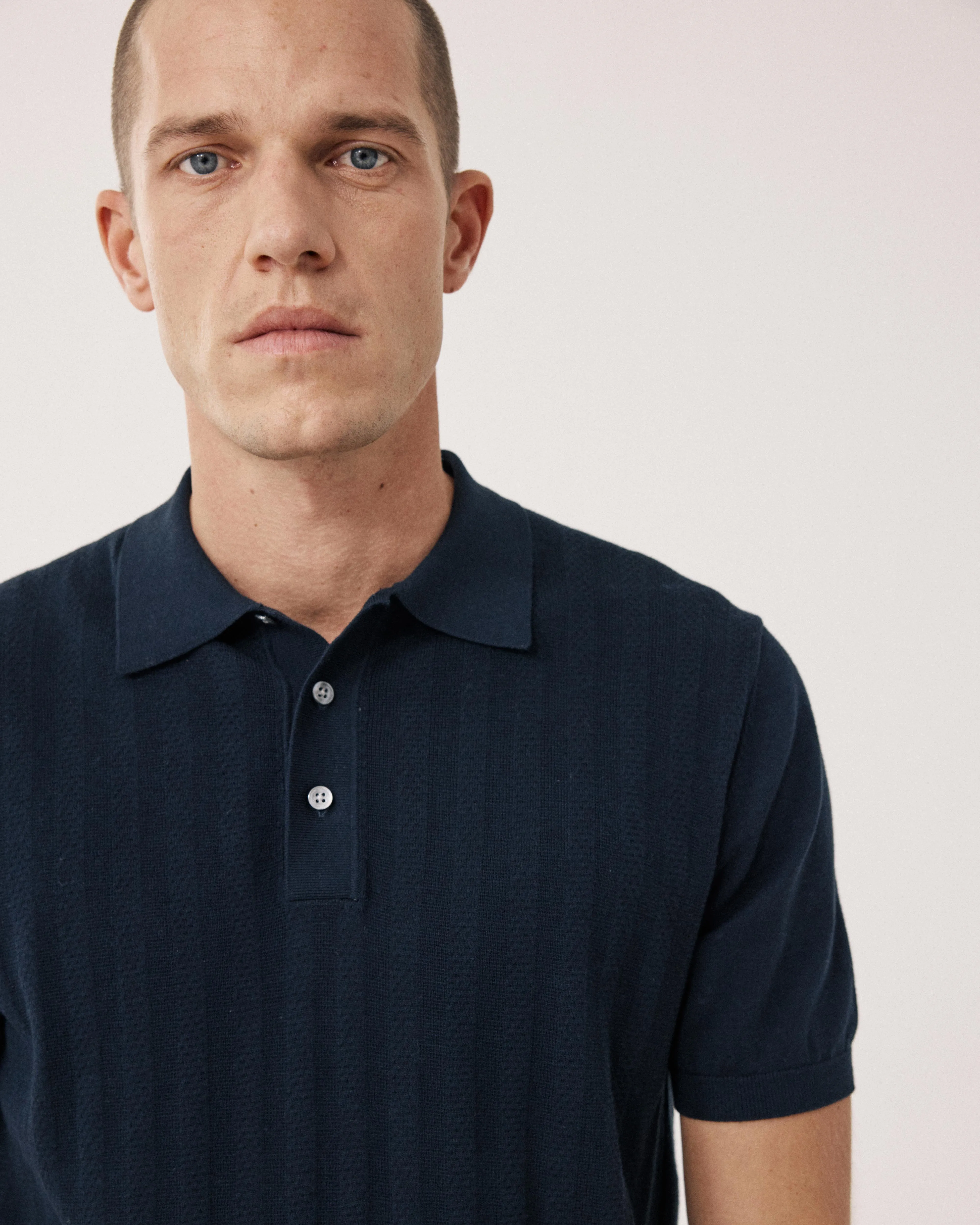 Polo Homme en maille retro Bleu Nuit sold by Hartford product image thumbnail 4