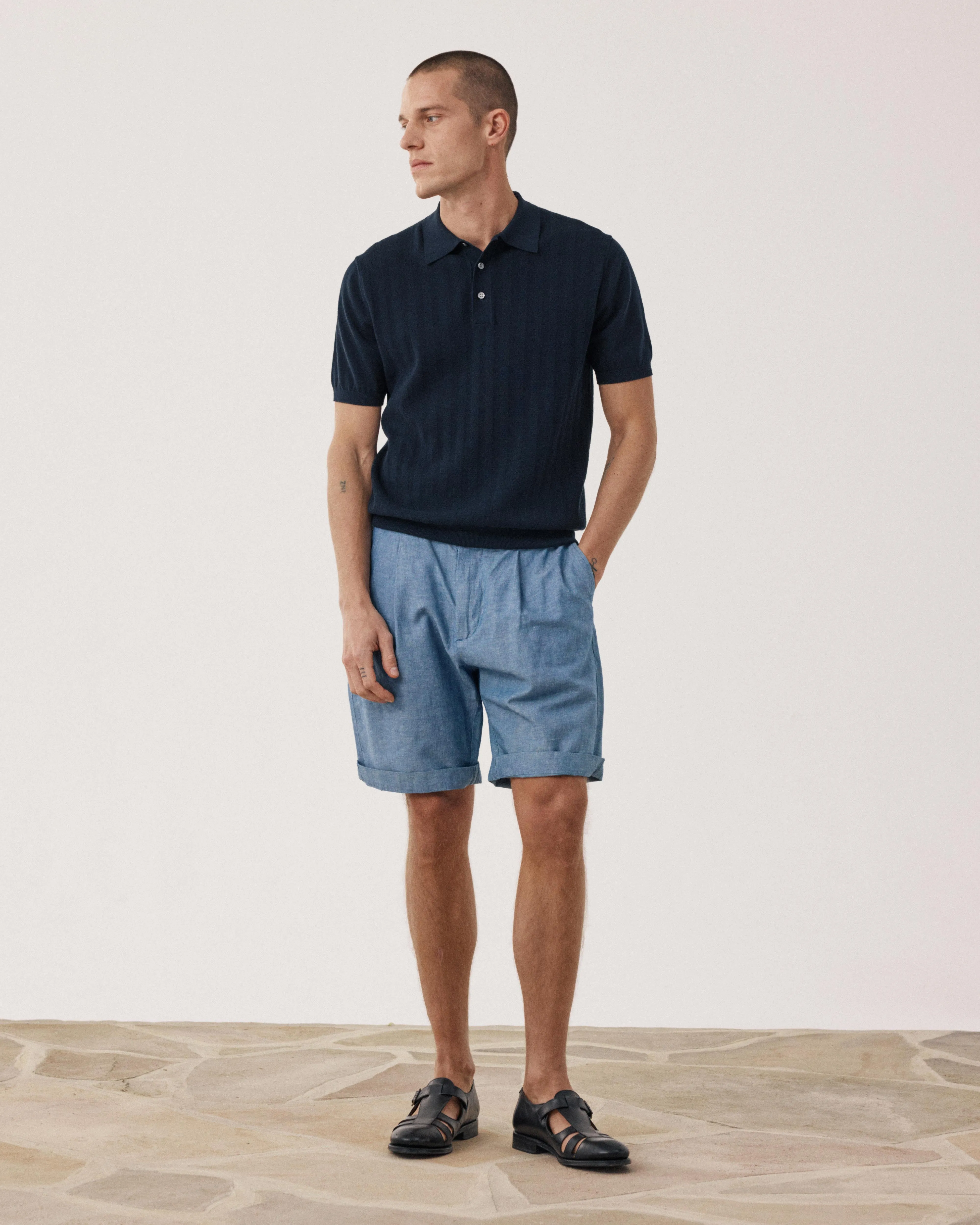 Polo Homme en maille retro Bleu Nuit sold by Hartford product image thumbnail 3