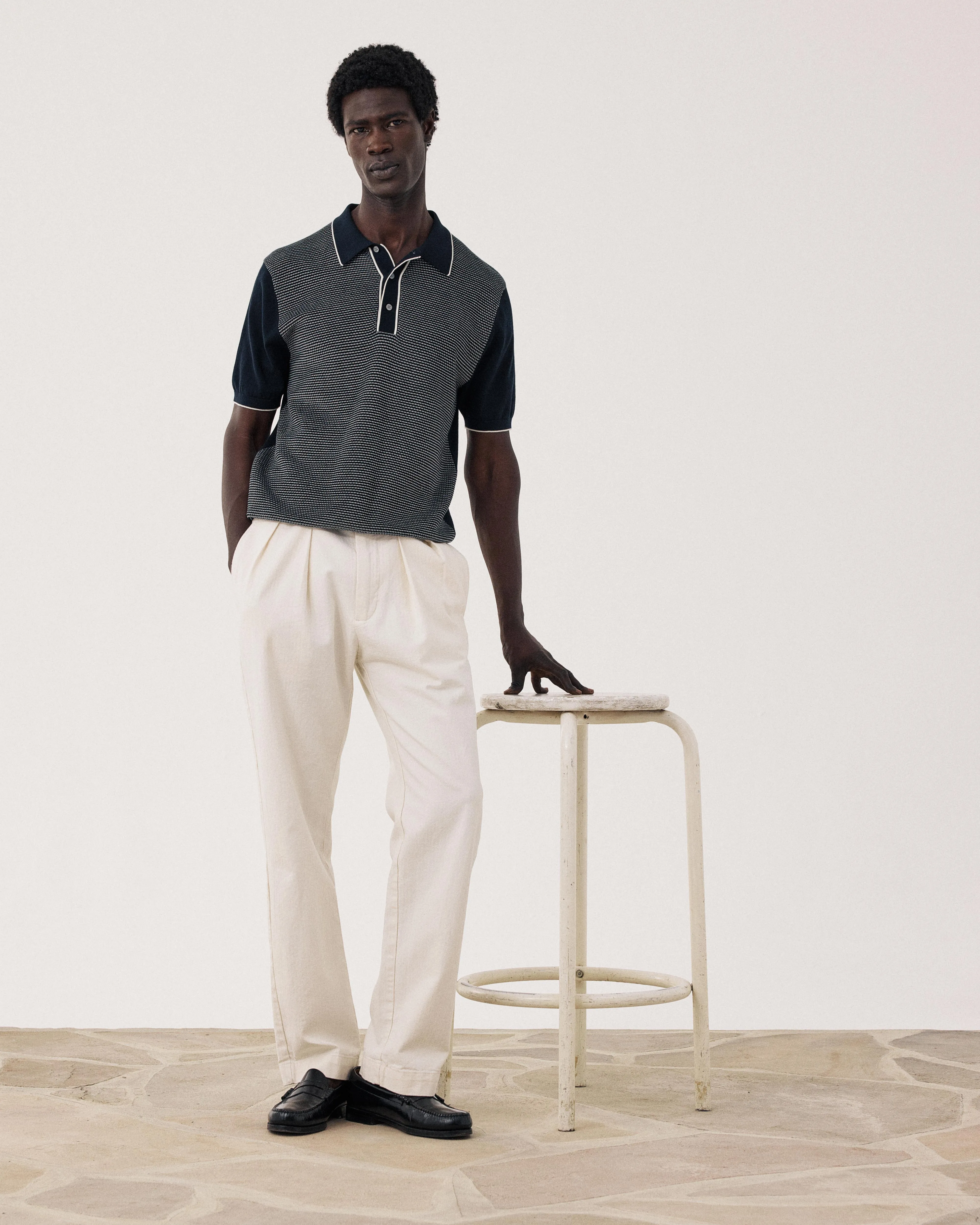 Polo Homme en maille Jacquard Bleu Nuit sold by Hartford product image thumbnail 3