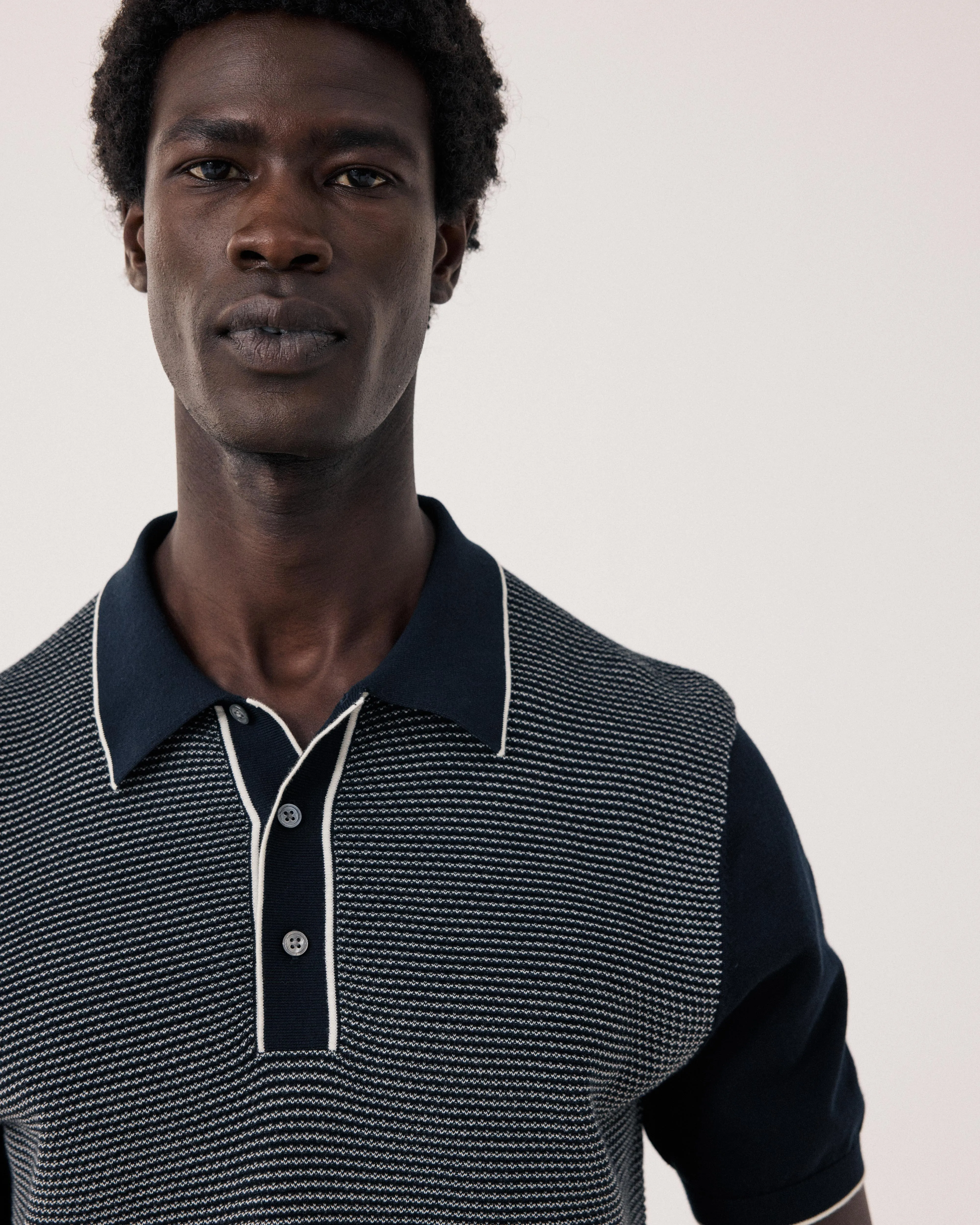 Polo Homme en maille Jacquard Bleu Nuit sold by Hartford product image thumbnail 4