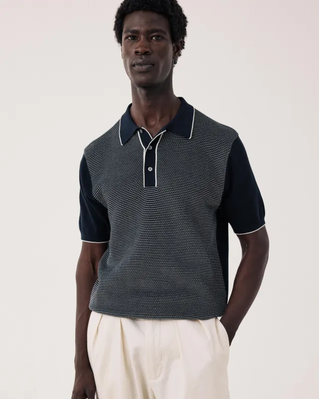 Polo Homme en maille Jacquard Bleu Nuit sold by Hartford