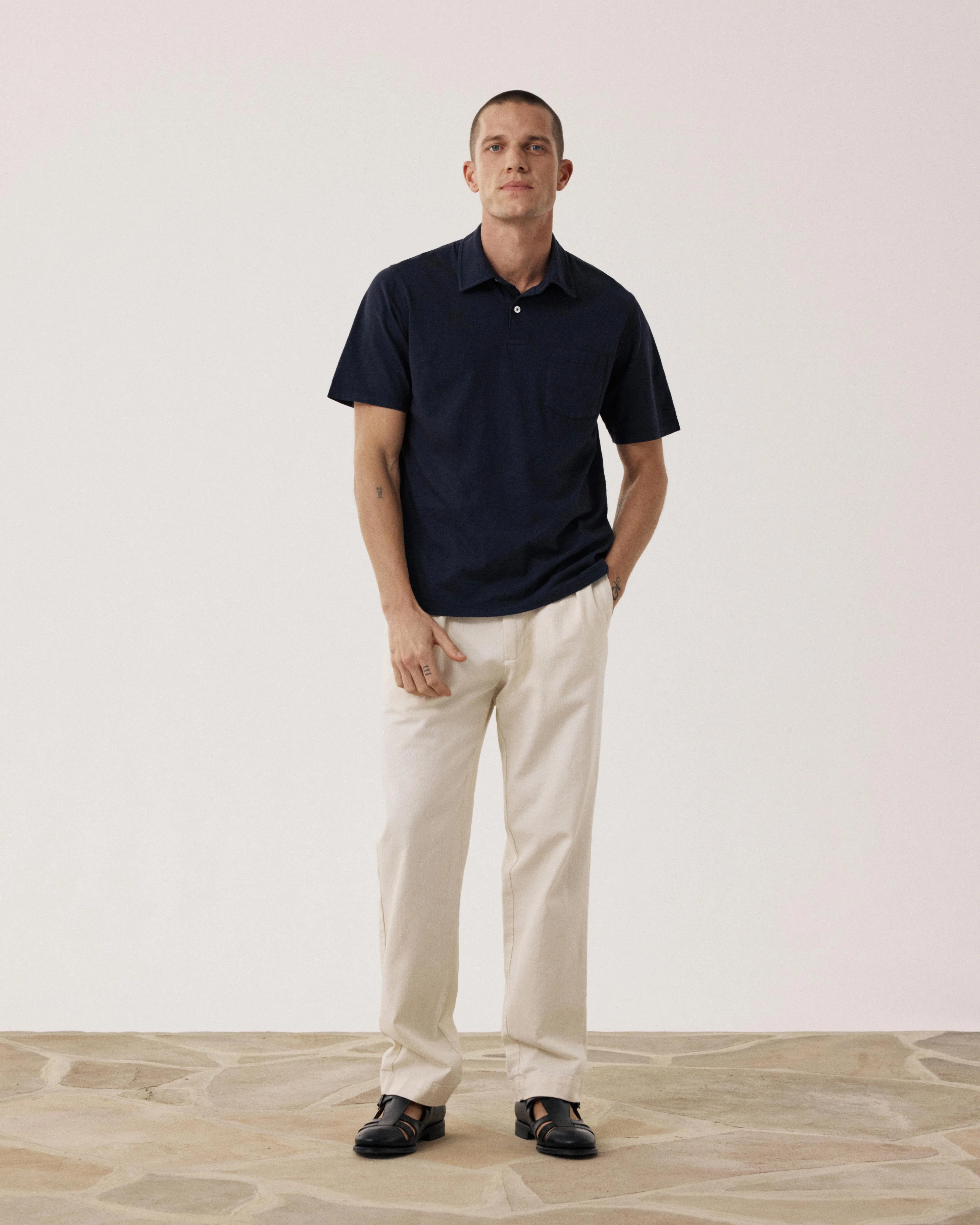 Polo Homme en Coton Slub Bleu Nuit sold by Hartford product image thumbnail 3