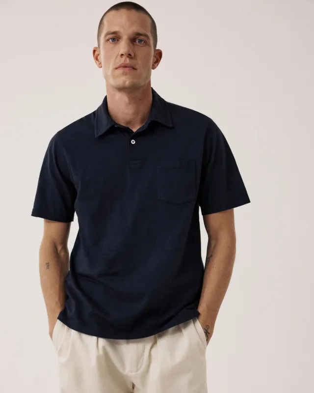 Polo Homme en Coton Slub Bleu Nuit sold by Hartford