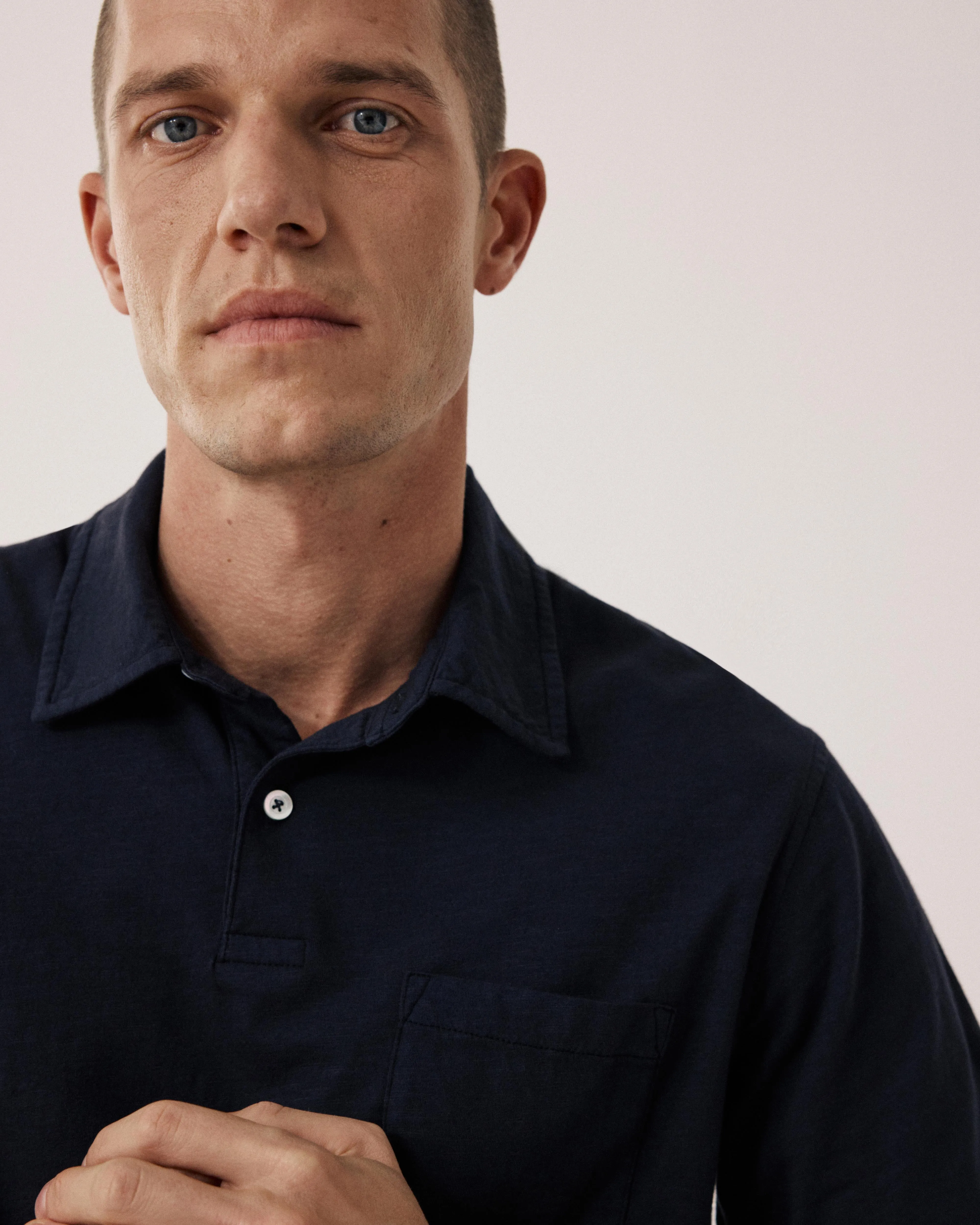 Polo Homme en Coton Slub Bleu Nuit sold by Hartford product image thumbnail 2