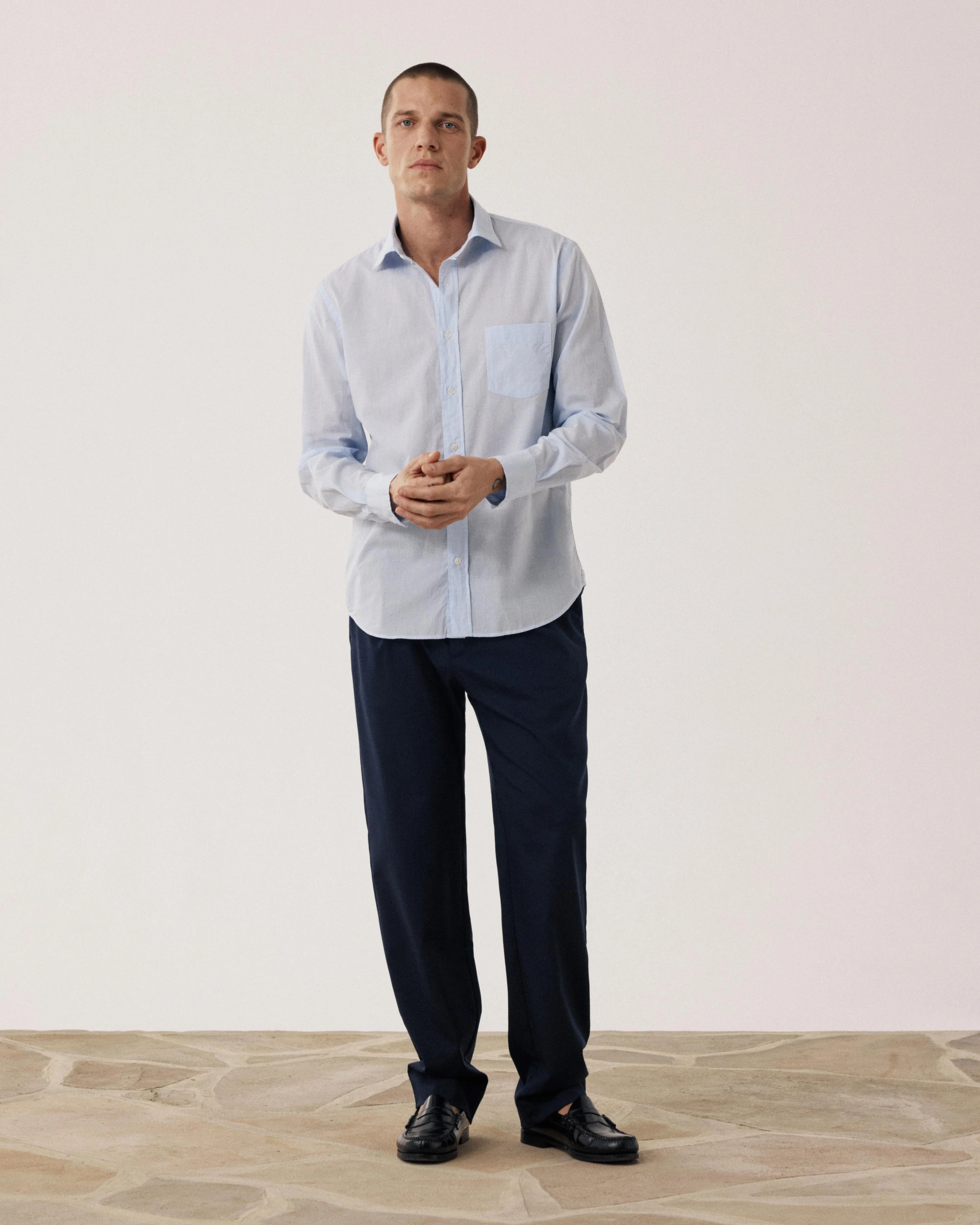 Chemise Homme en Fil-à-fil Bleu Ciel Paul sold by Hartford product image thumbnail 3