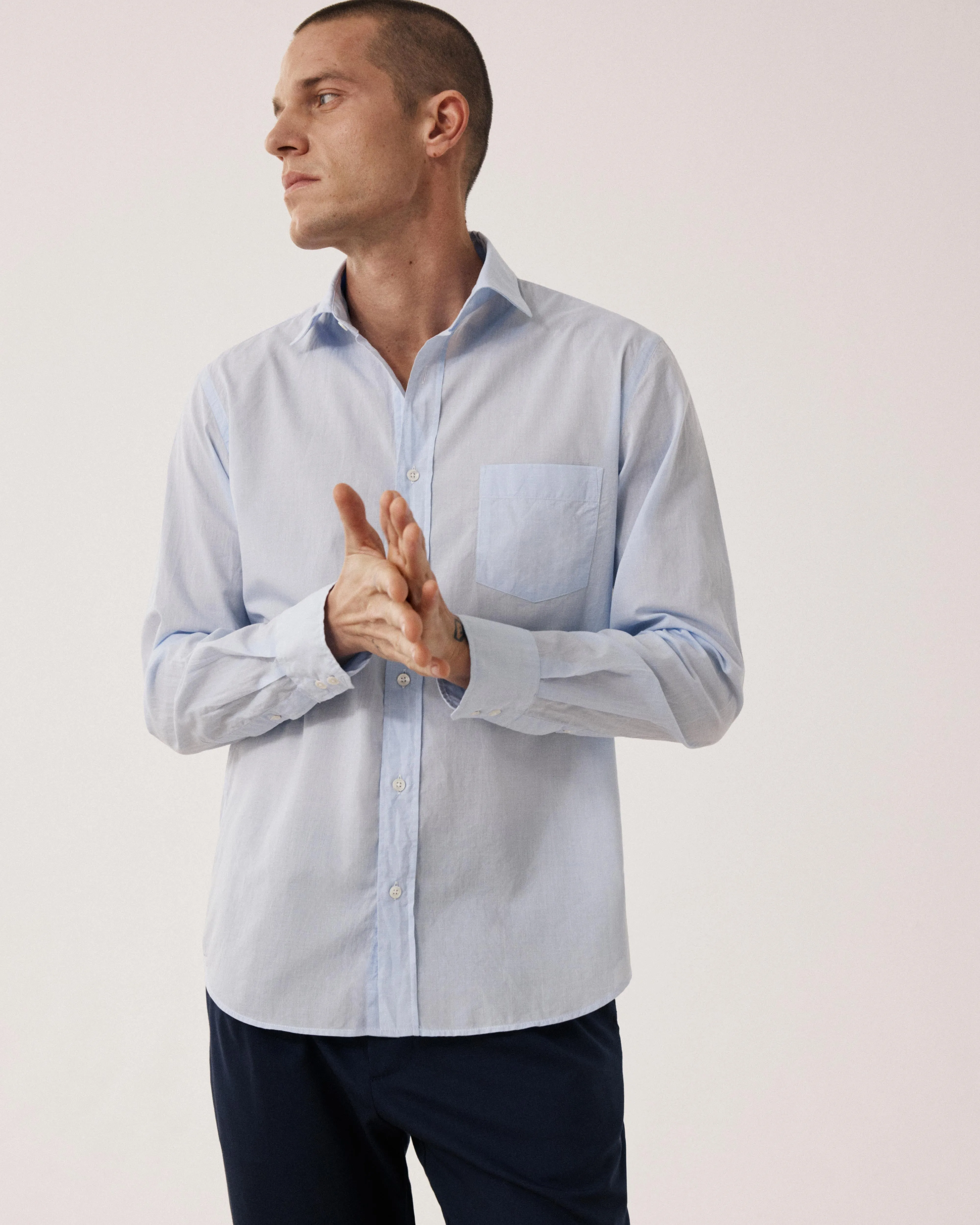 Chemise Homme en Fil-à-fil Bleu Ciel Paul sold by Hartford