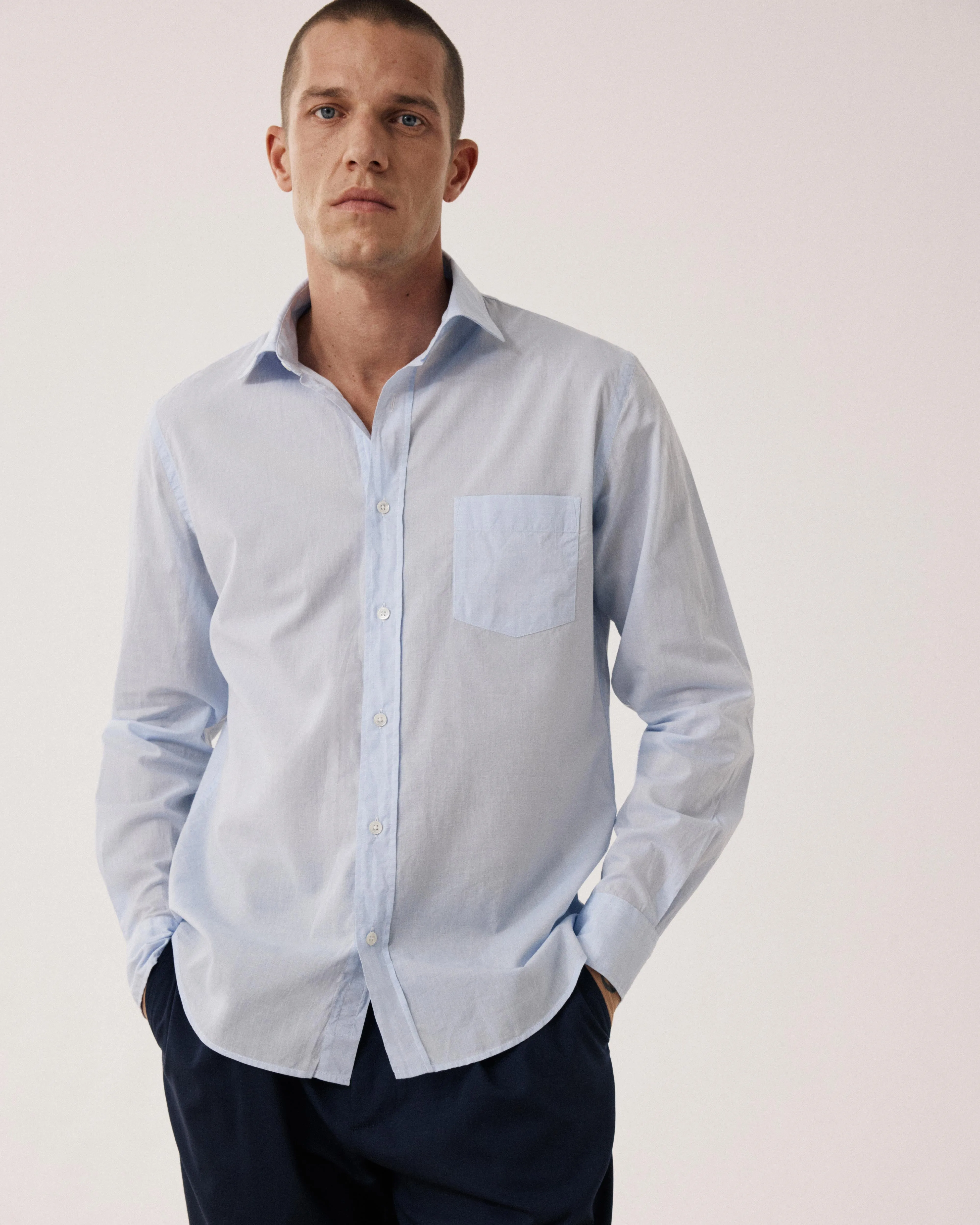 Chemise Homme en Fil-à-fil Bleu Ciel Paul sold by Hartford product image thumbnail 2