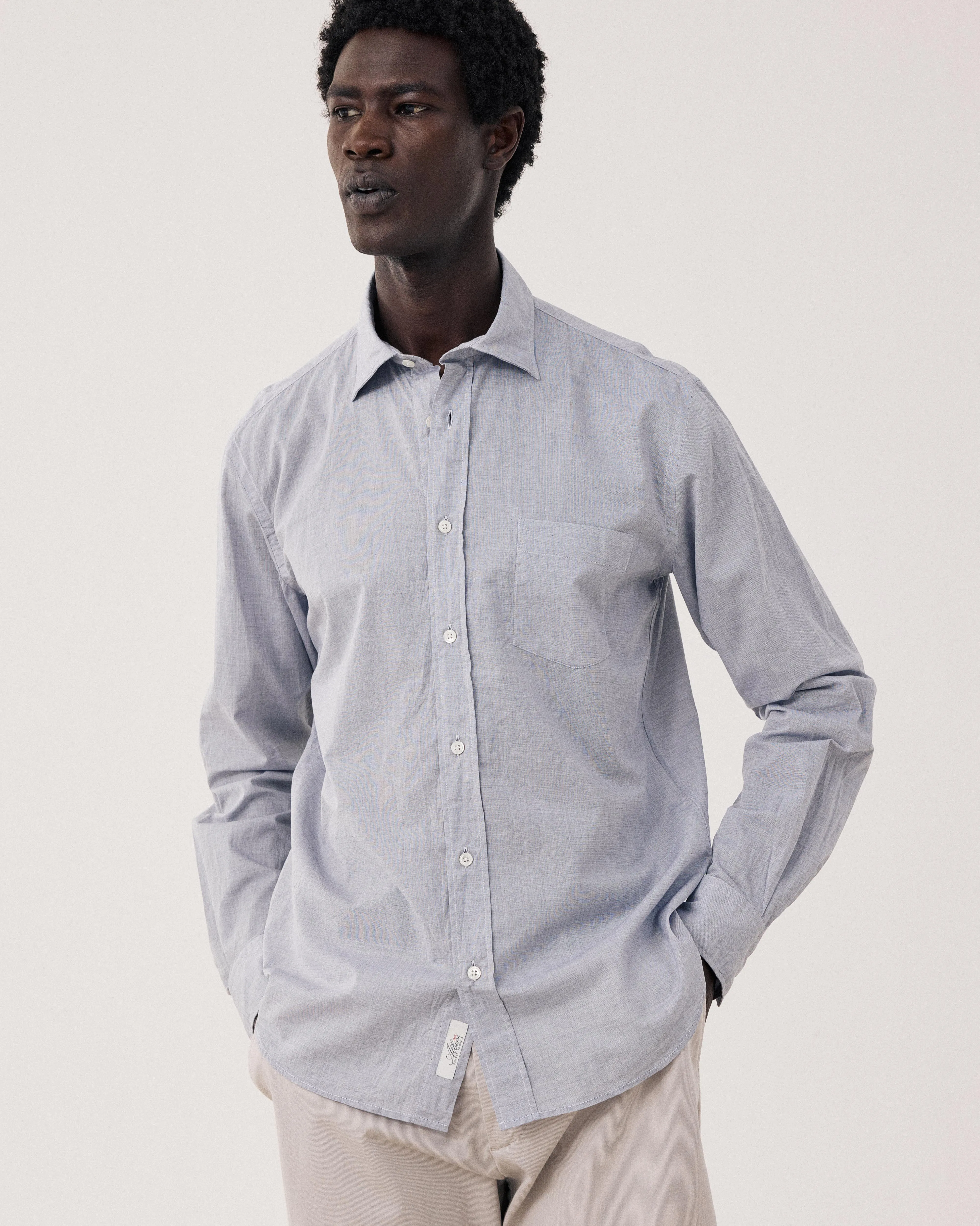 Chemise Homme en Fil-à-fil Bleu Marine Paul sold by Hartford