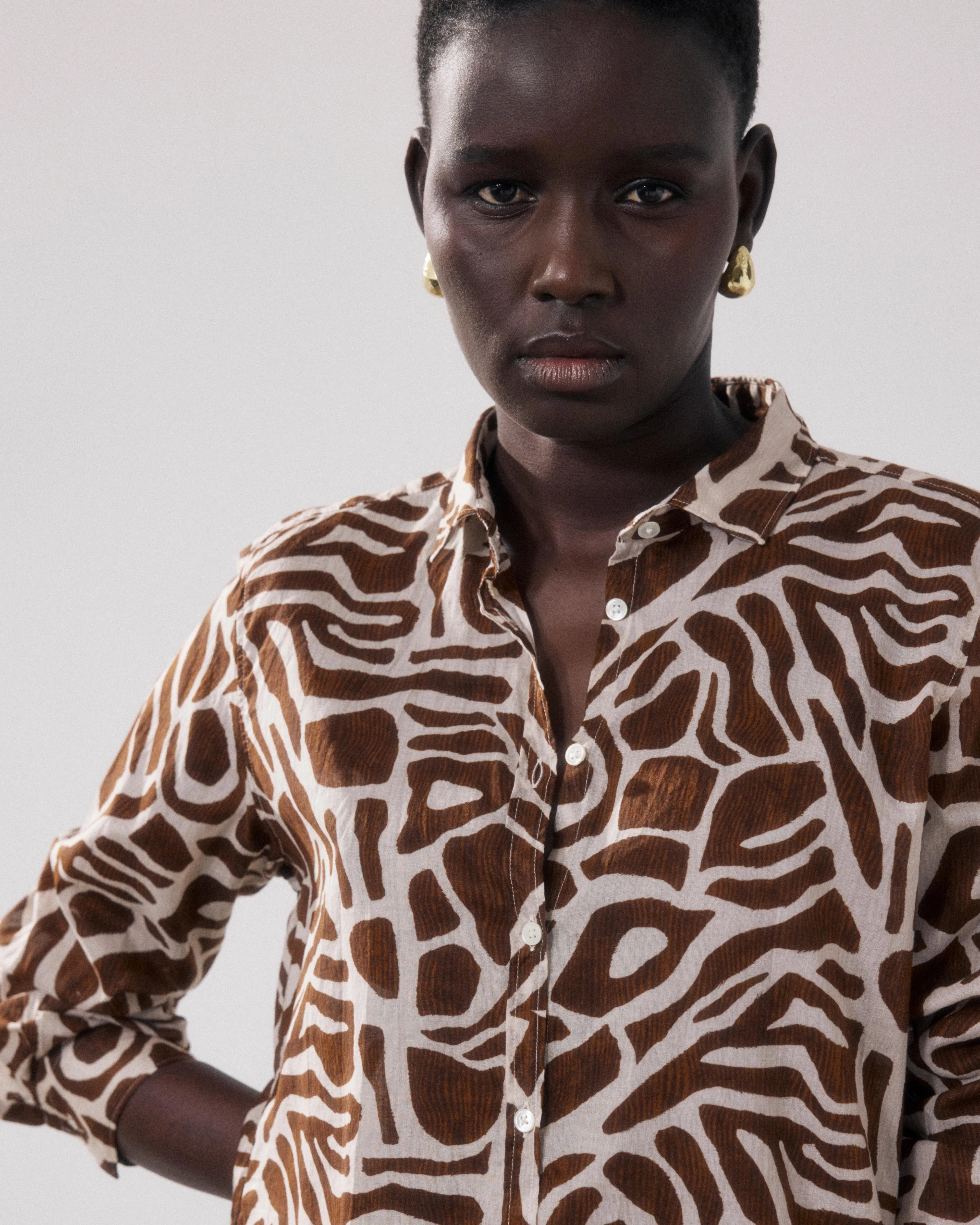 Chemise Femme en Coton Imprimé Beige & Marron Corazon sold by Hartford product image thumbnail 2