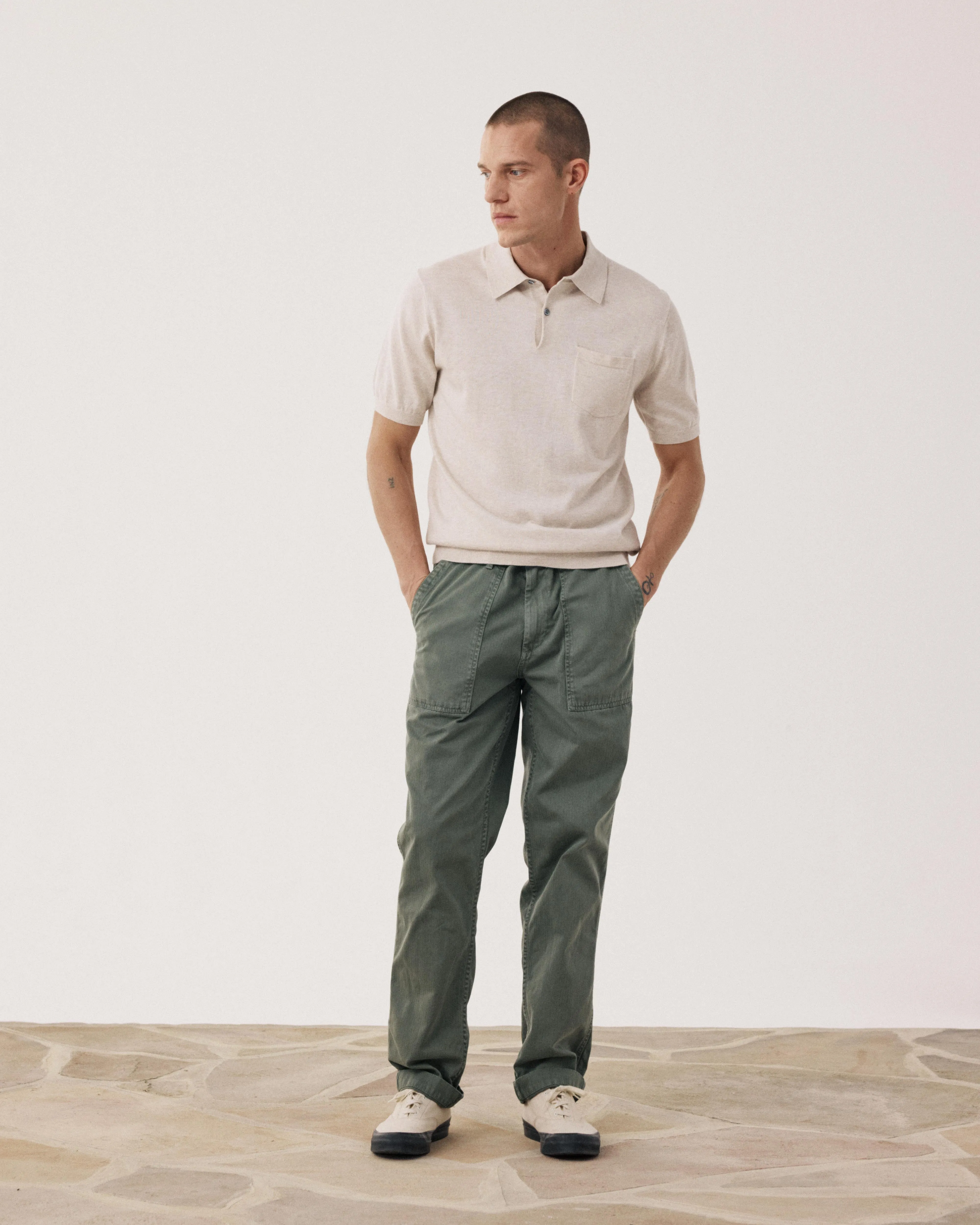 Polo Homme en maille Coton Supima & Cachemire Beige sold by Hartford product image thumbnail 3