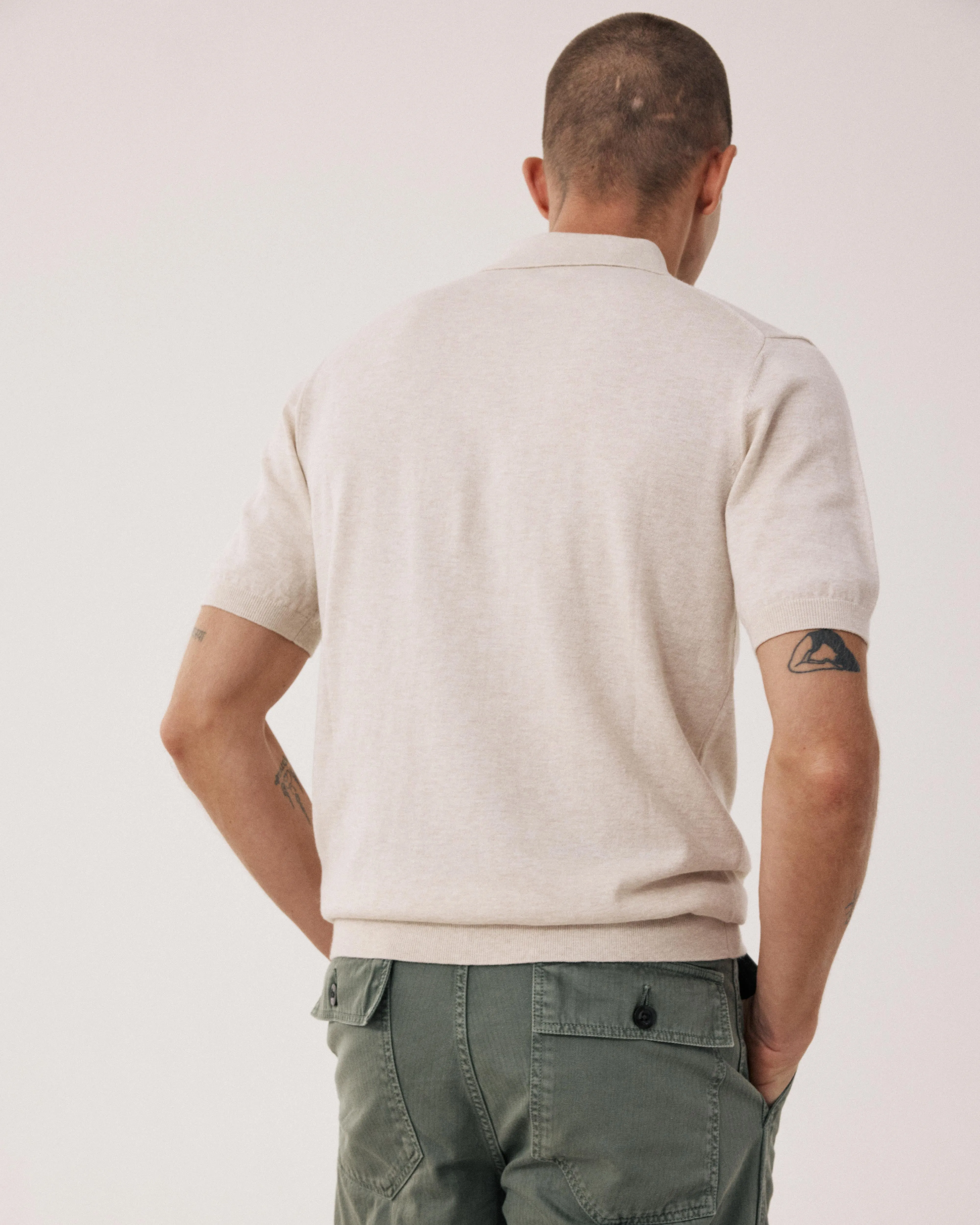 Polo Homme en maille Coton Supima & Cachemire Beige sold by Hartford product image thumbnail 4