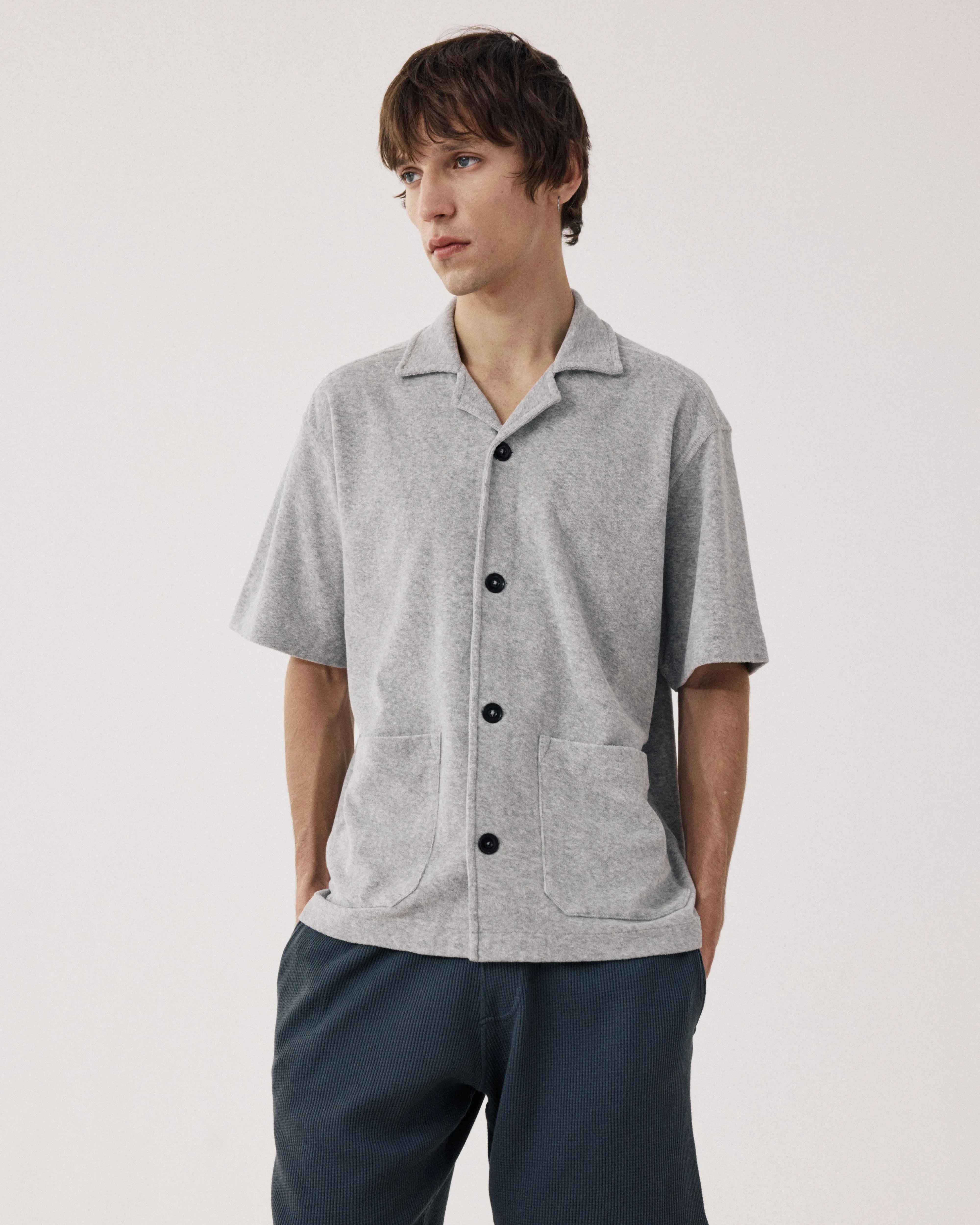 Chemise Homme en Eponge Gris Chiné Bouclette sold by Hartford